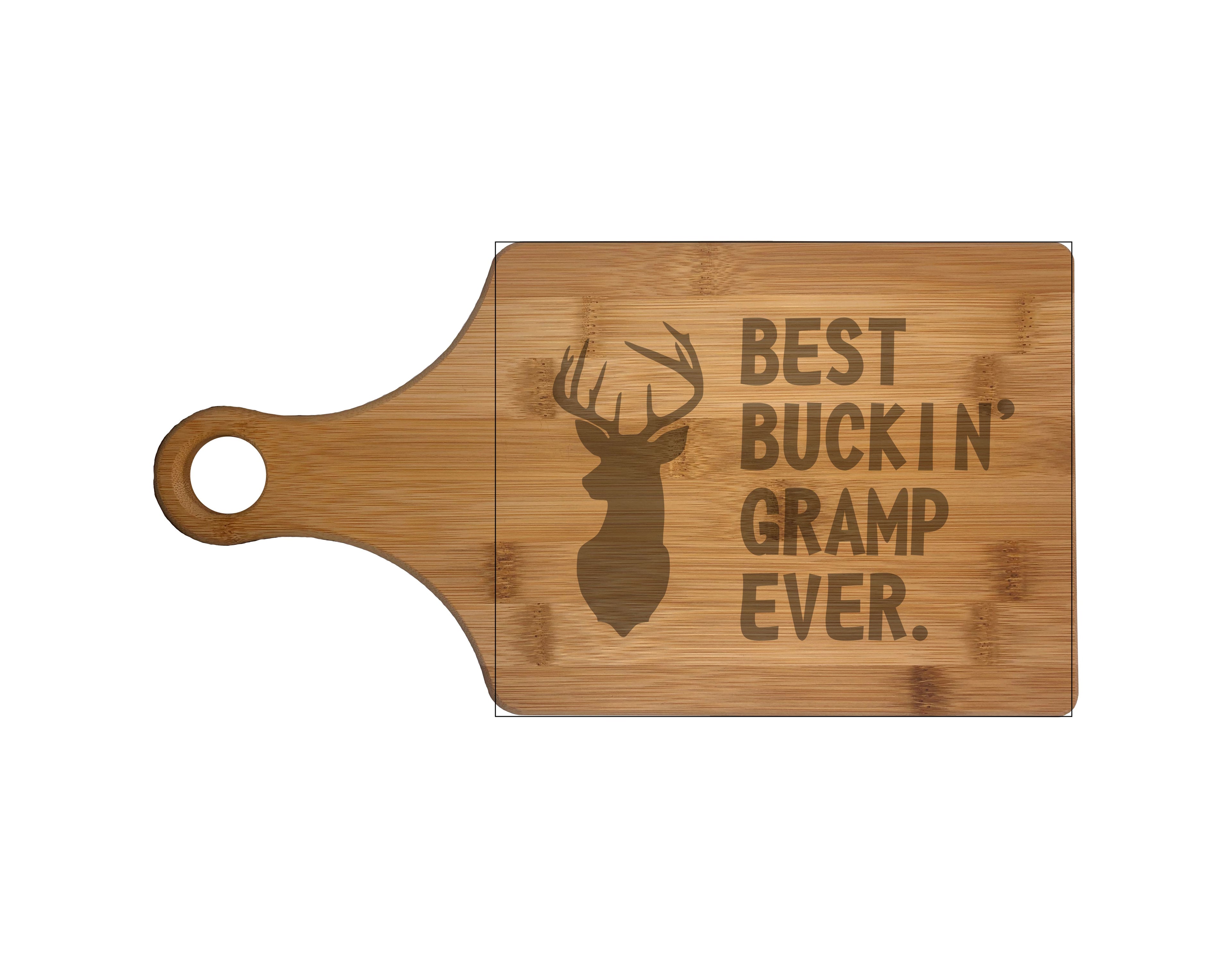 Best Buckin Gramp Ever Engraved Natural Wood Cutting Boards, Bamboo or Maple, Funny Hunting Gift