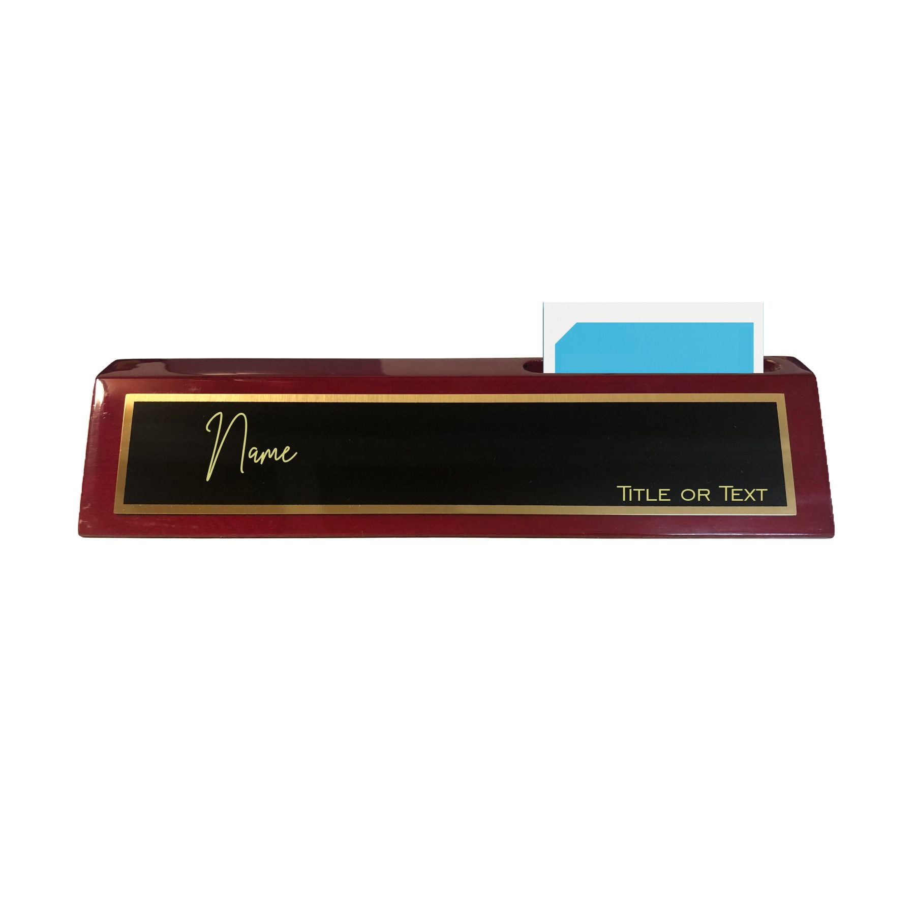 Personalized Name Plate for Desk, Rosewood Finish Desk Wedge with Custom Name and Title, Business Office Gifts