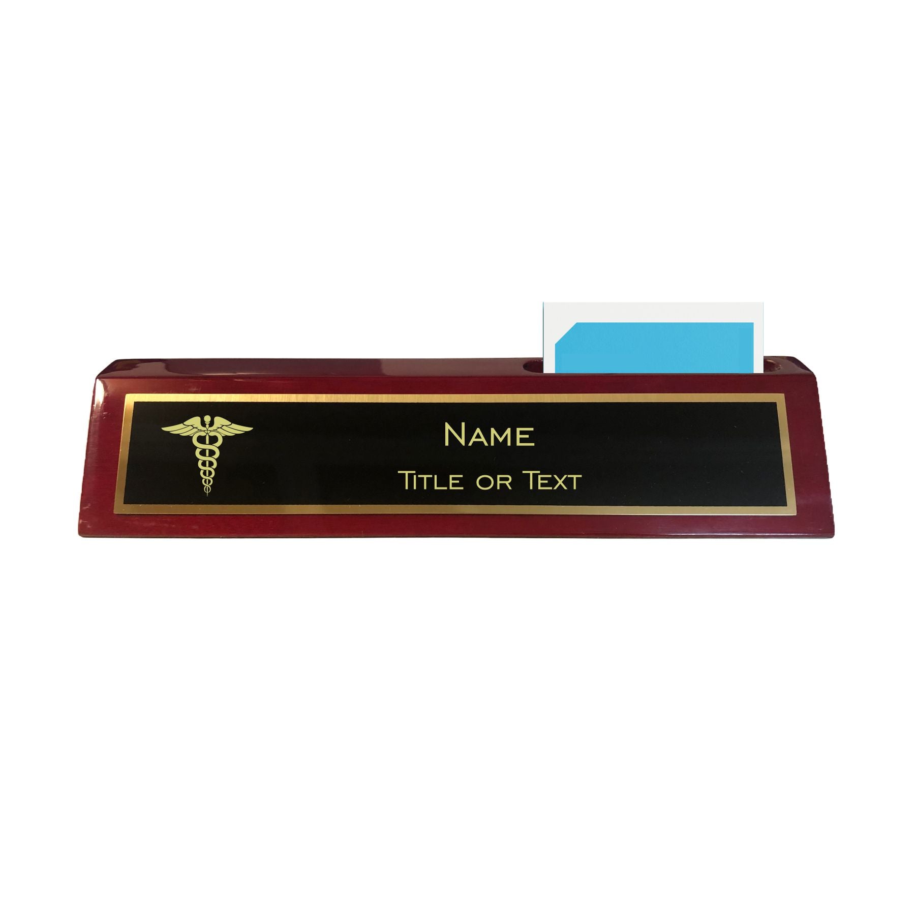 Personalized Medical Field Name Plate for Desk, Rosewood Finish Desk Wedge with Custom Text Name and Title, Office Gift