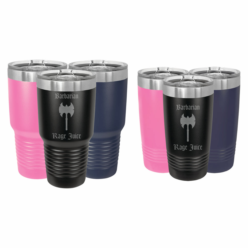 Barbarian Rage Juice Engraved Stainless Steel Tumbler Travel Mug, DND Gifts