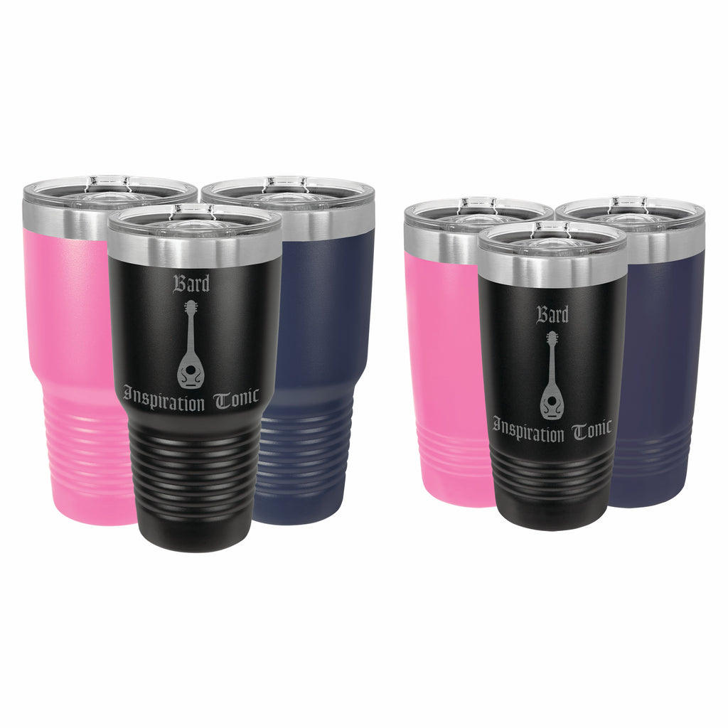 Bard Inspiration Tonic Engraved Stainless Steel Tumbler Travel Mug, DND Gifts