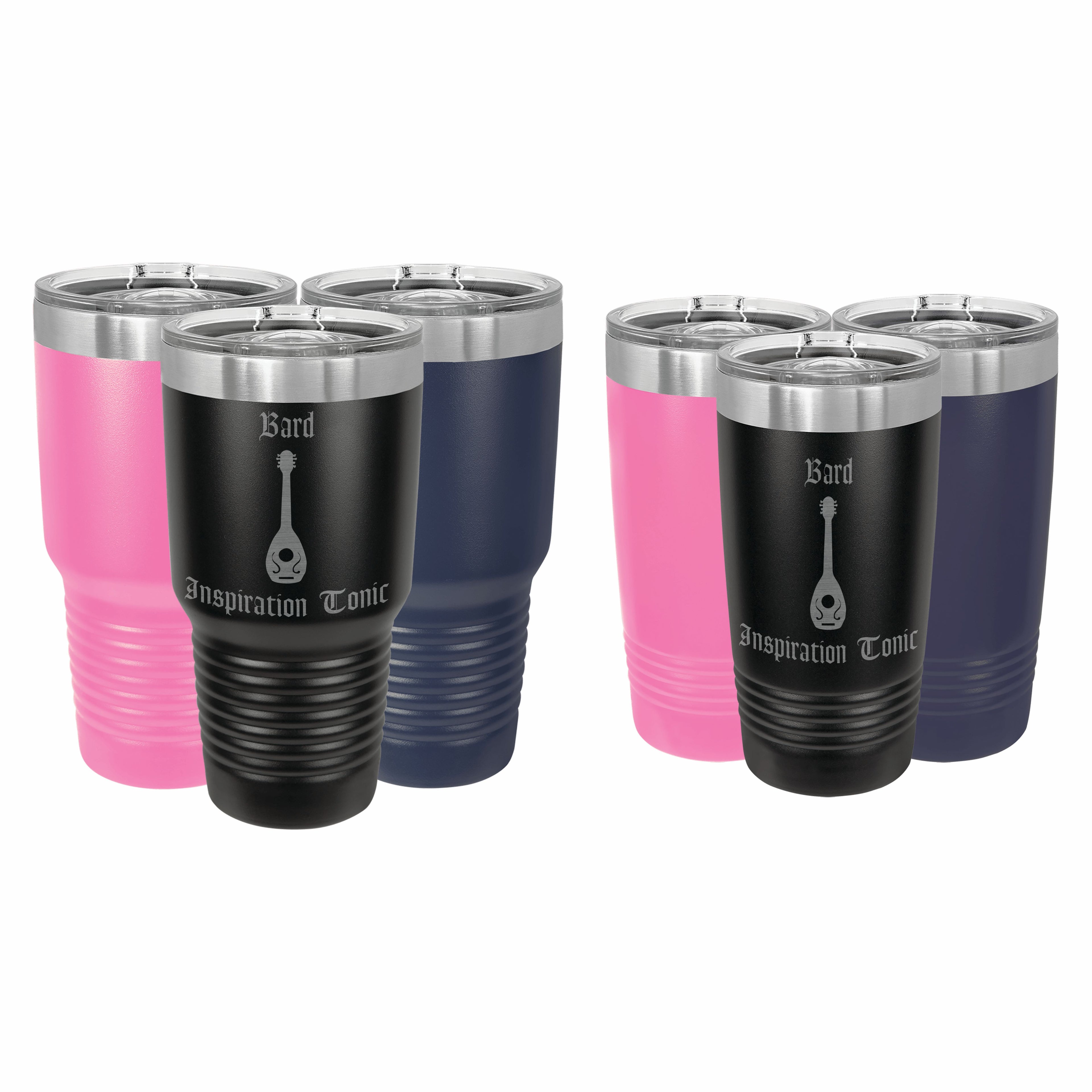 Bard Inspiration Tonic Engraved Stainless Steel Tumbler Travel Mug, DND Gifts