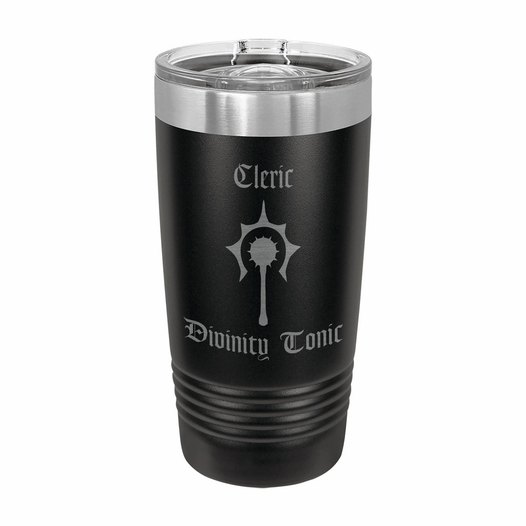 Cleric Divinity Tonic Engraved Stainless Steel Tumbler Travel Mug, DND Gifts
