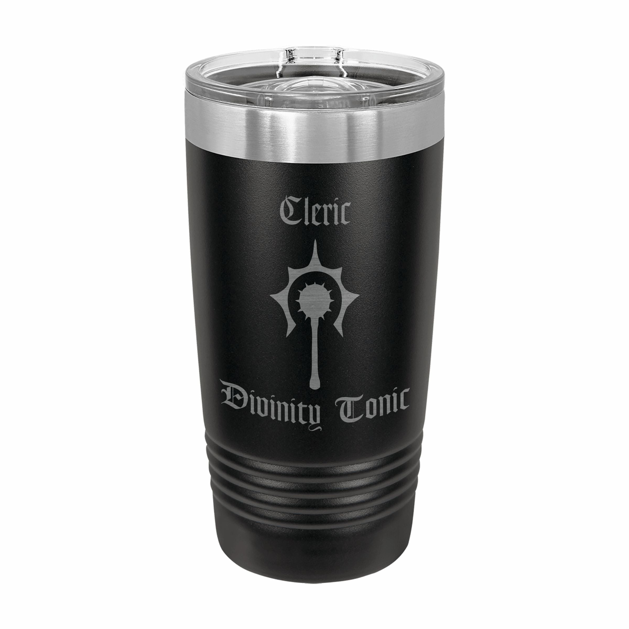 Cleric Divinity Tonic Engraved Stainless Steel Tumbler Travel Mug, DND Gifts