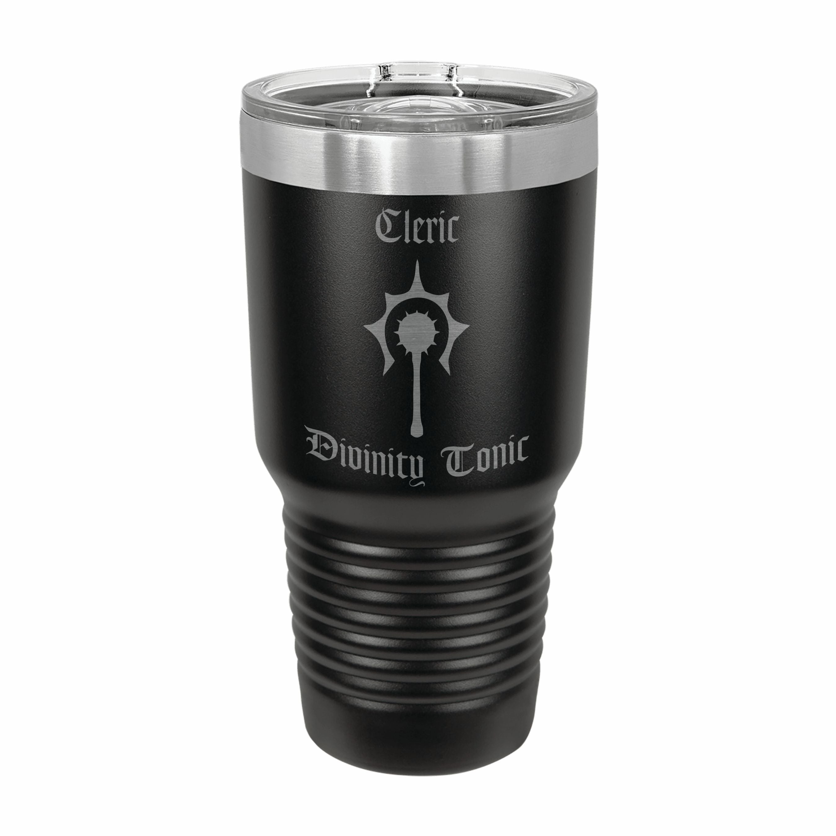 Cleric Divinity Tonic Engraved Stainless Steel Tumbler Travel Mug, DND Gifts