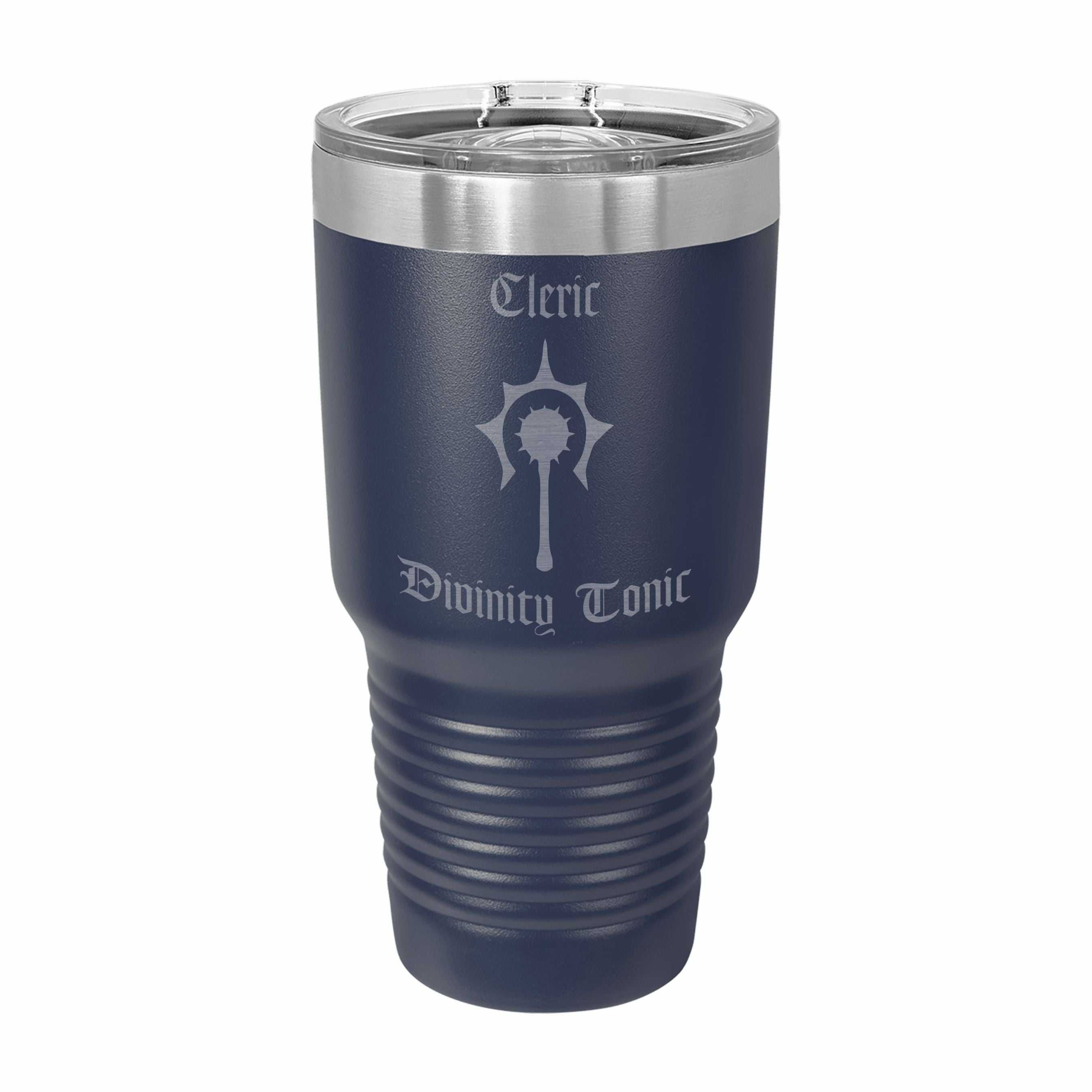 Cleric Divinity Tonic Engraved Stainless Steel Tumbler Travel Mug, DND Gifts