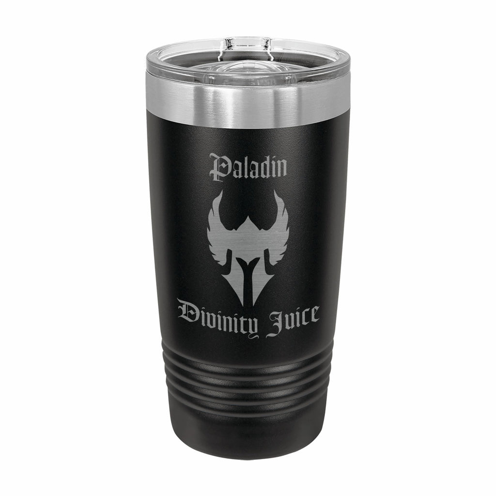 Paladin Divinity Juice Engraved Stainless Steel Tumbler Travel Mug, DND Gifts