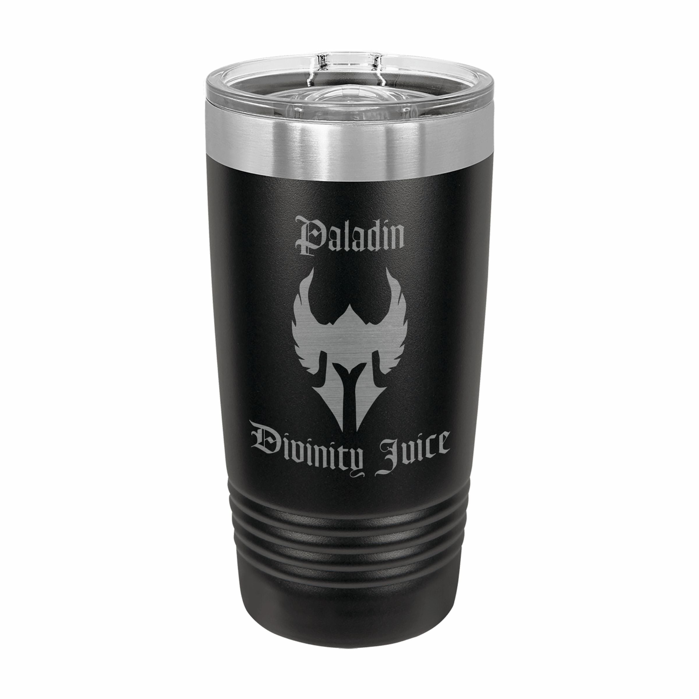 Paladin Divinity Juice Engraved Stainless Steel Tumbler Travel Mug, DND Gifts