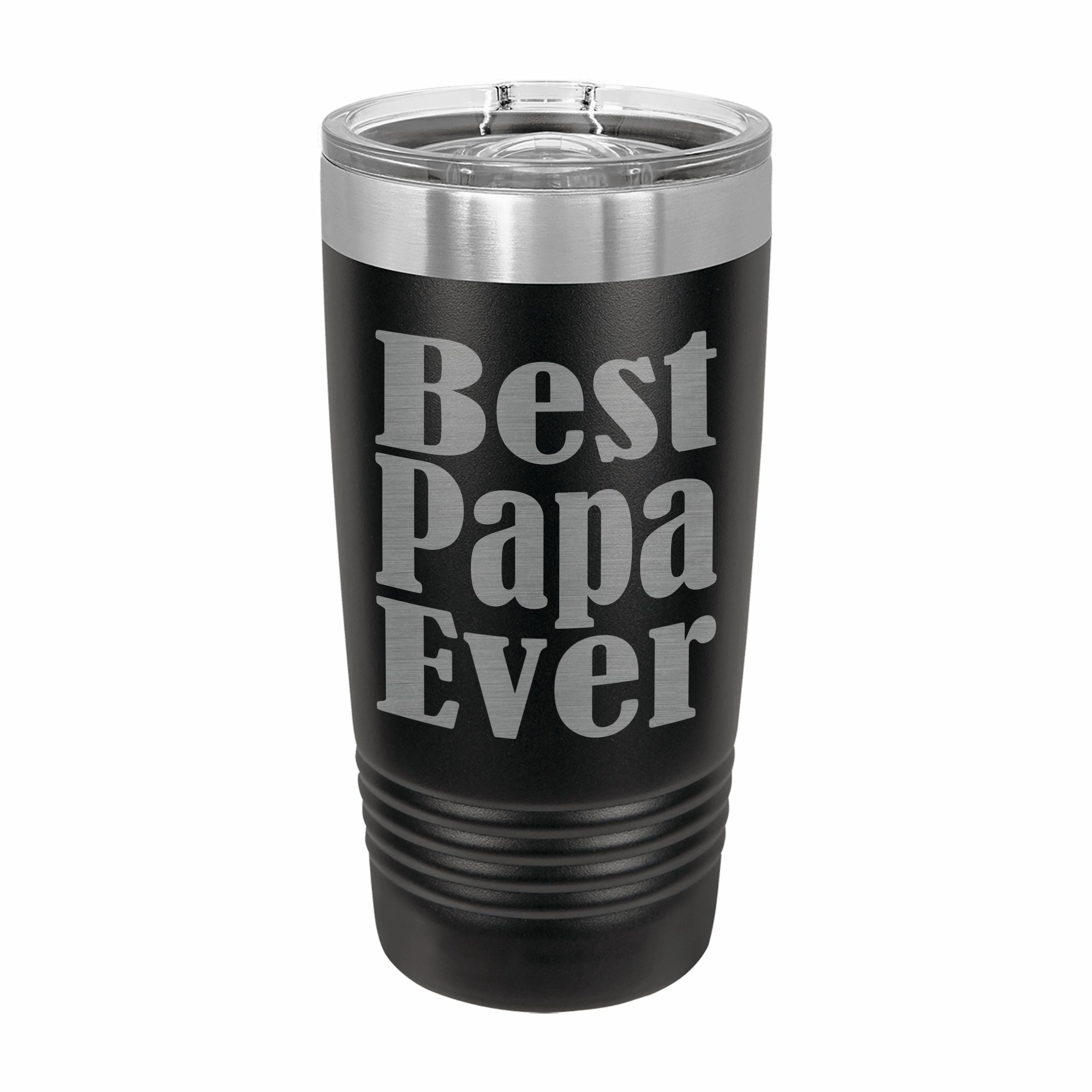 Best Papa Ever Engraved Stainless Steel Tumbler Travel Mug, Papa Gifts