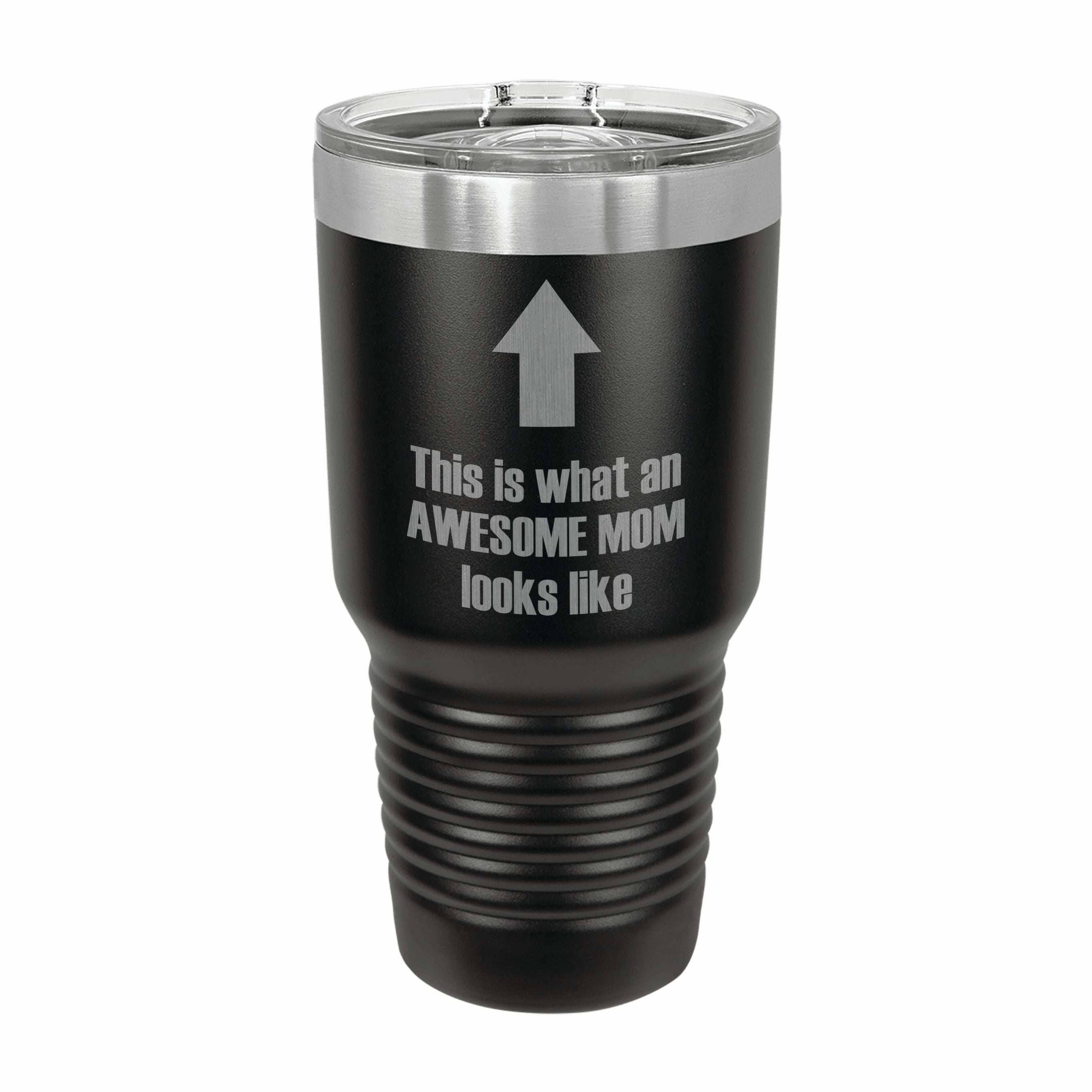 What an Awesome Mom Looks Like Engraved Stainless Steel Tumbler Travel Mug, Funny Mom Gift