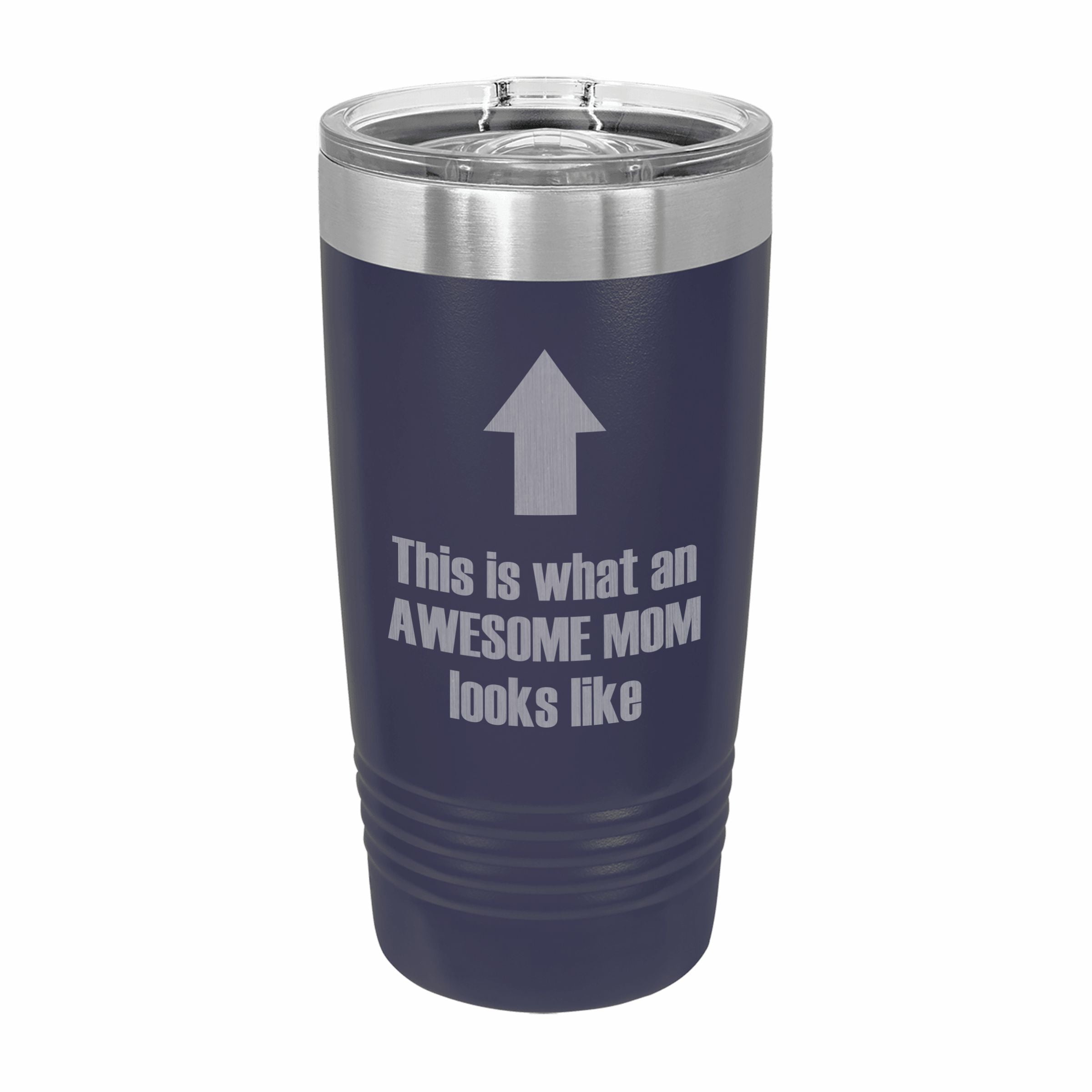 What an Awesome Mom Looks Like Engraved Stainless Steel Tumbler Travel Mug, Funny Mom Gift