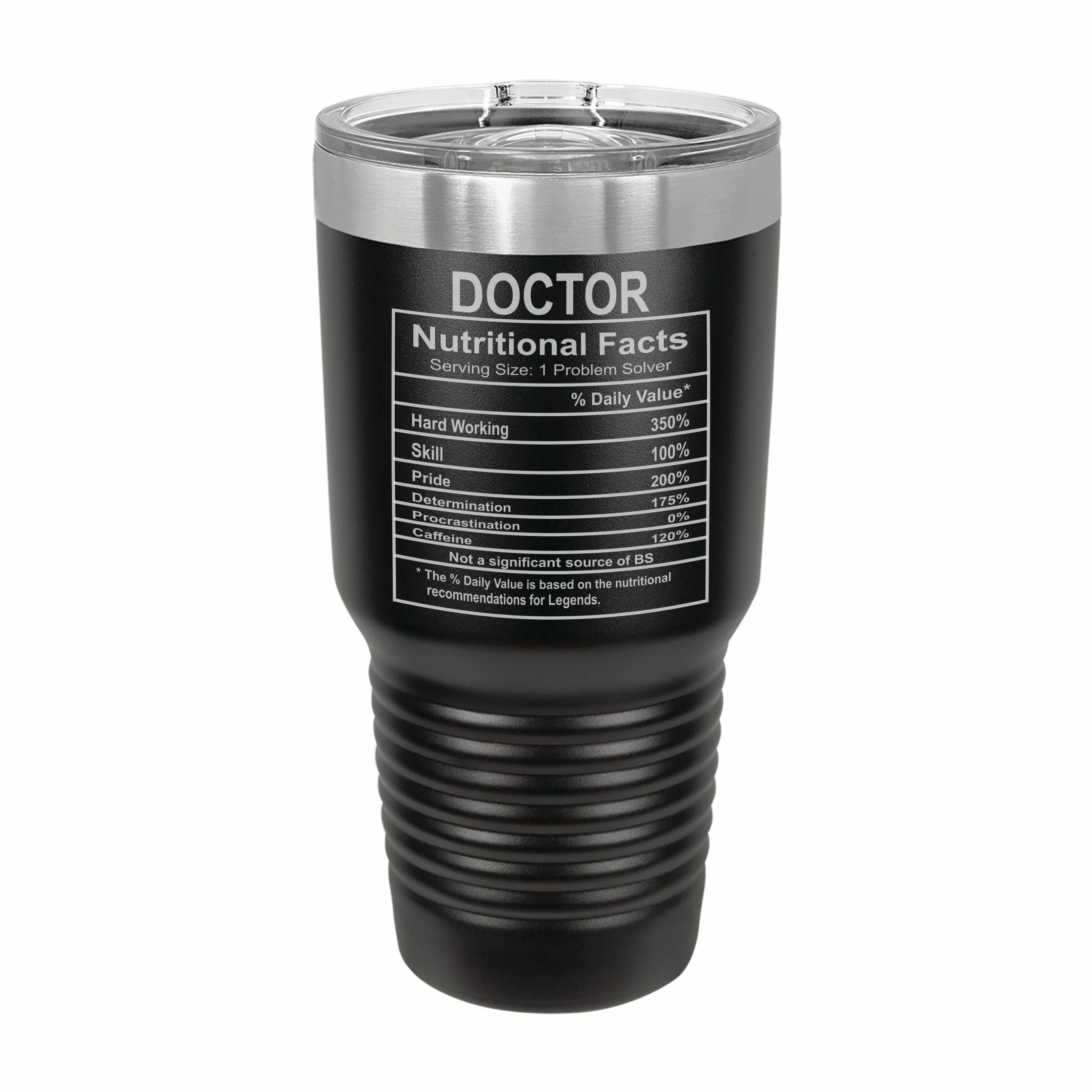 Doctor Nutritional Facts Engraved Stainless Steel Tumbler Travel Mug, Graduation Gift