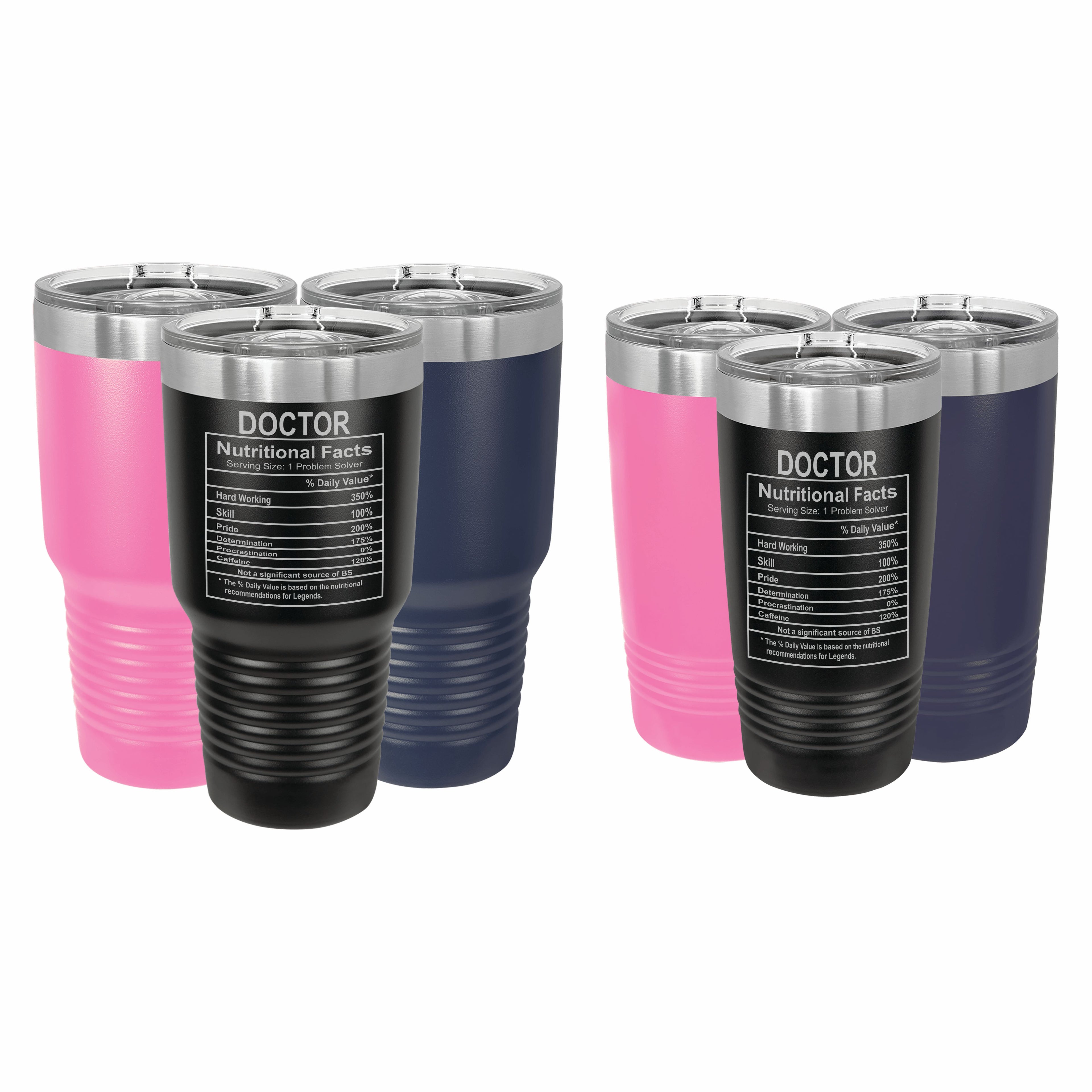 Doctor Nutritional Facts Engraved Stainless Steel Tumbler Travel Mug, Graduation Gift