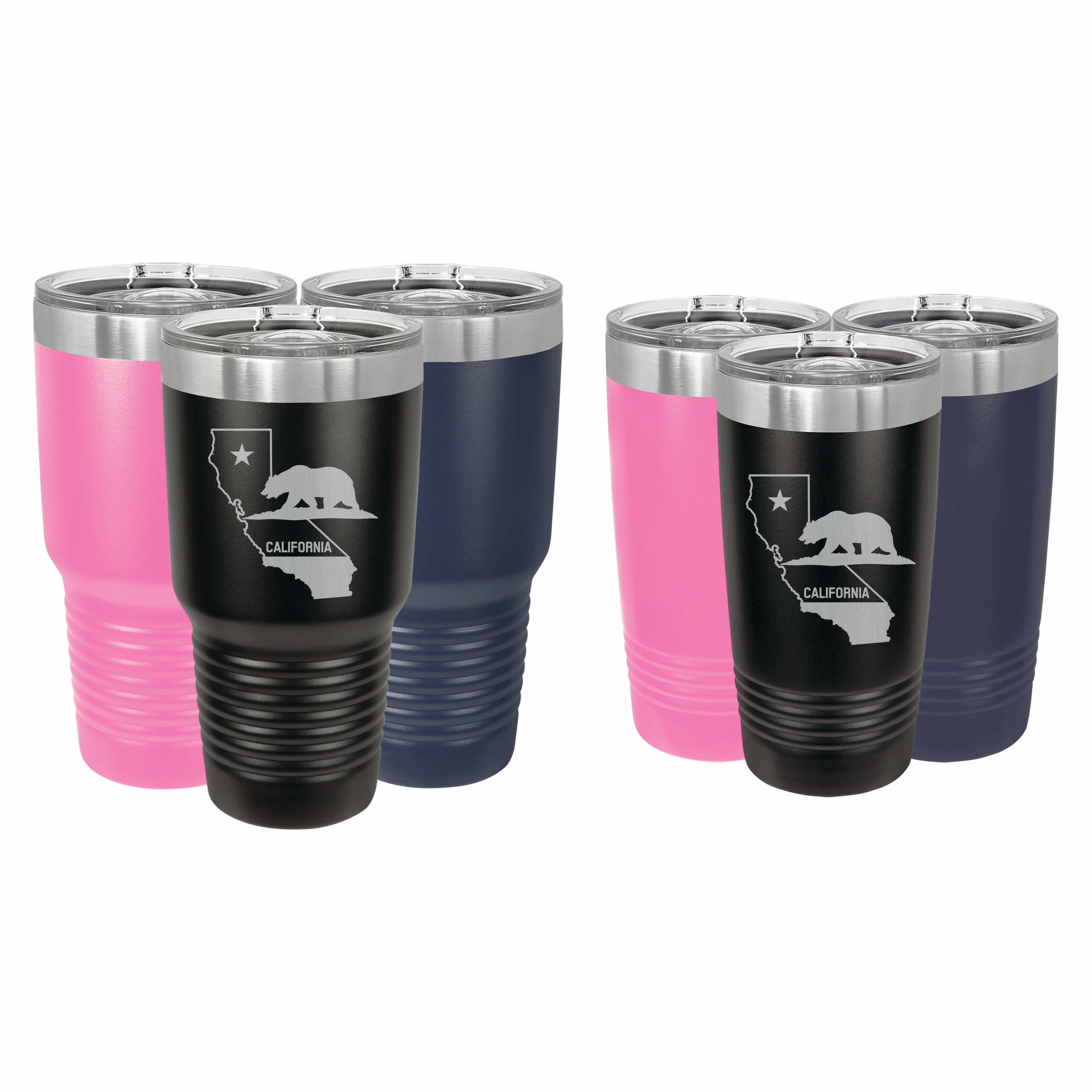 California State Pride Engraved Stainless Steel Tumbler Travel Mug, Patriotic Gift