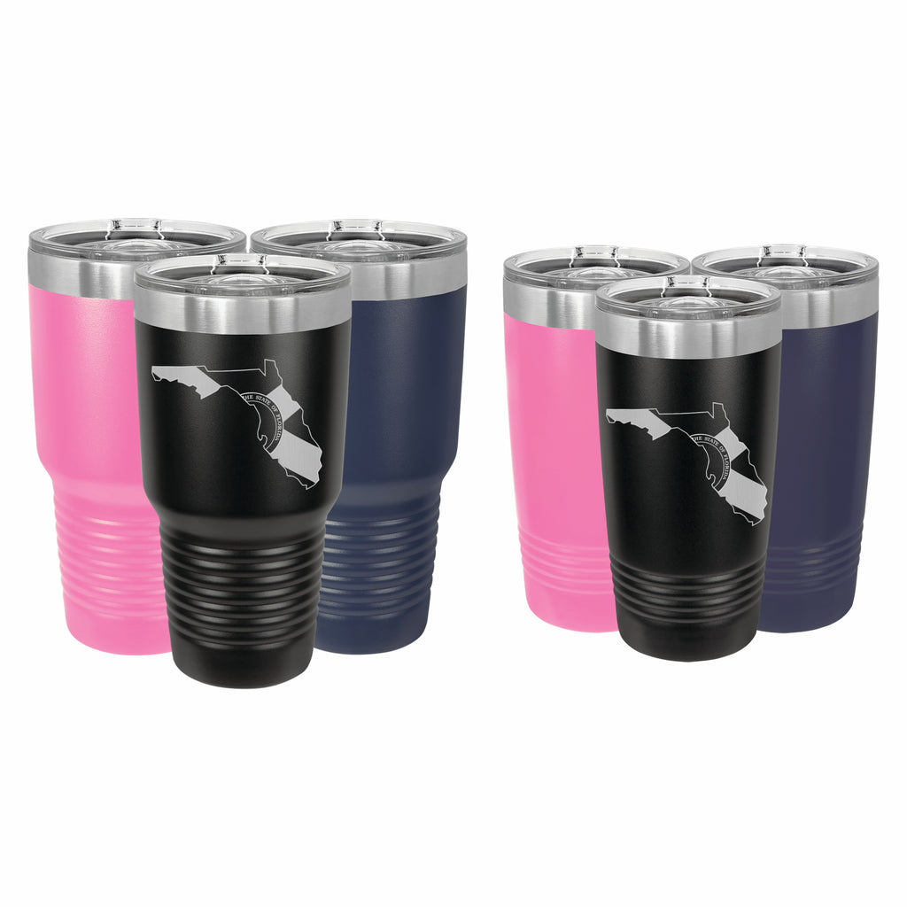 Florida State Pride Engraved Stainless Steel Tumbler Travel Mug, Patriotic Gift