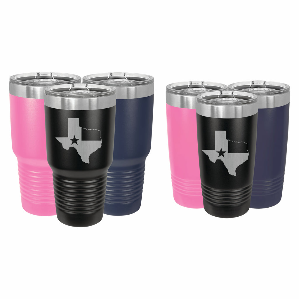 Texas State Pride Engraved Stainless Steel Tumbler Travel Mug, Patriotic Gift