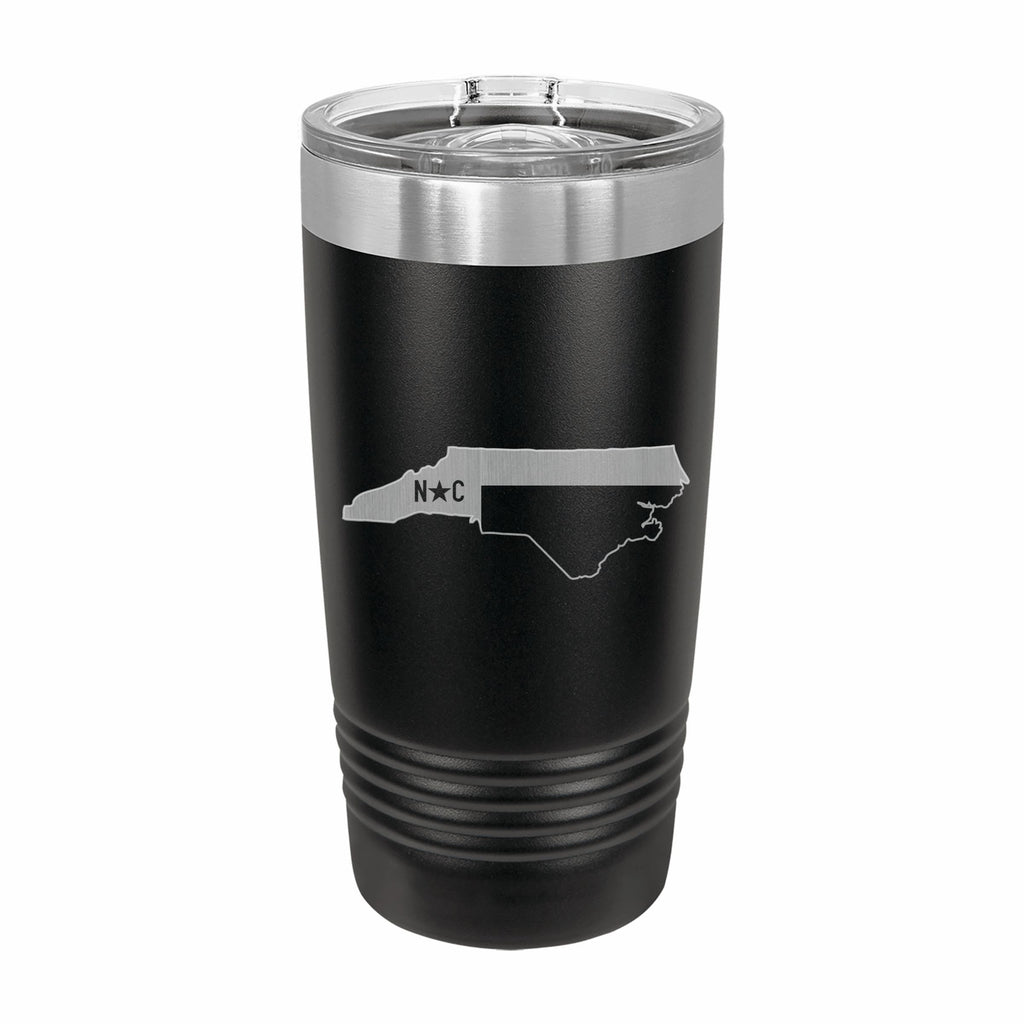 North Carolina State Pride Engraved Stainless Steel Tumbler Travel Mug, Patriotic Gift