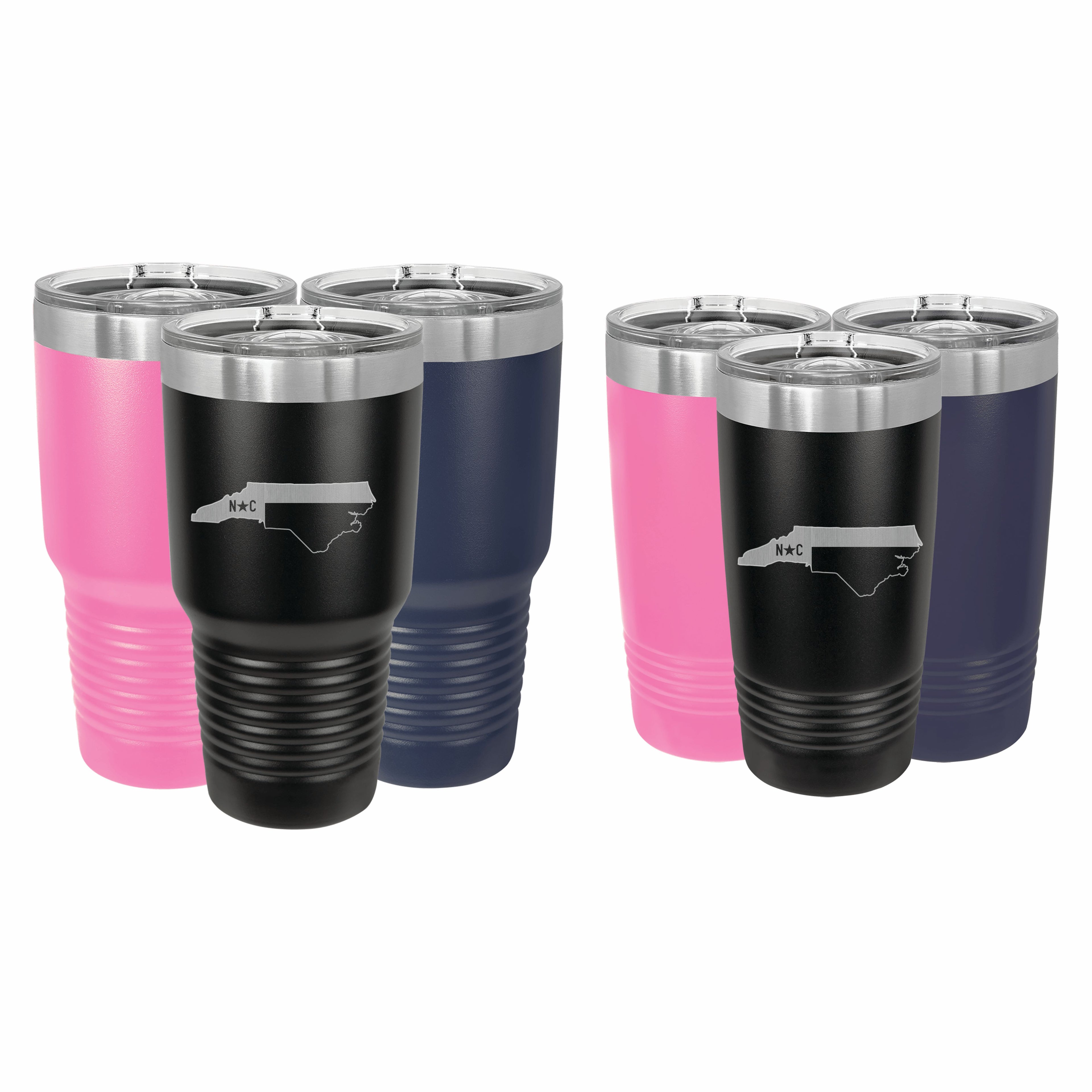 North Carolina State Pride Engraved Stainless Steel Tumbler Travel Mug, Patriotic Gift