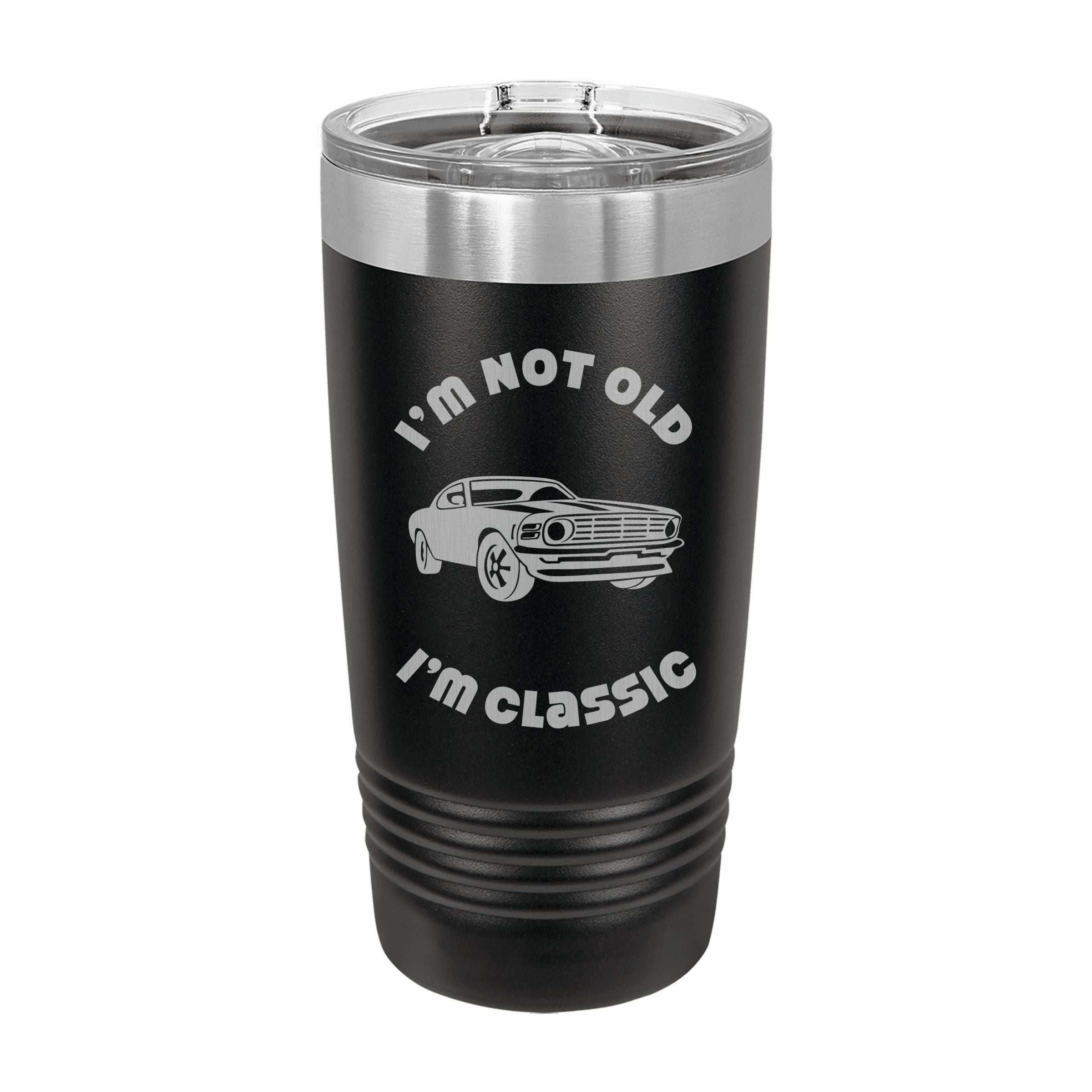 Not Old I'm Classic with Muscle Car Engraved Stainless Steel Tumbler Travel Mug, Birthday Gift