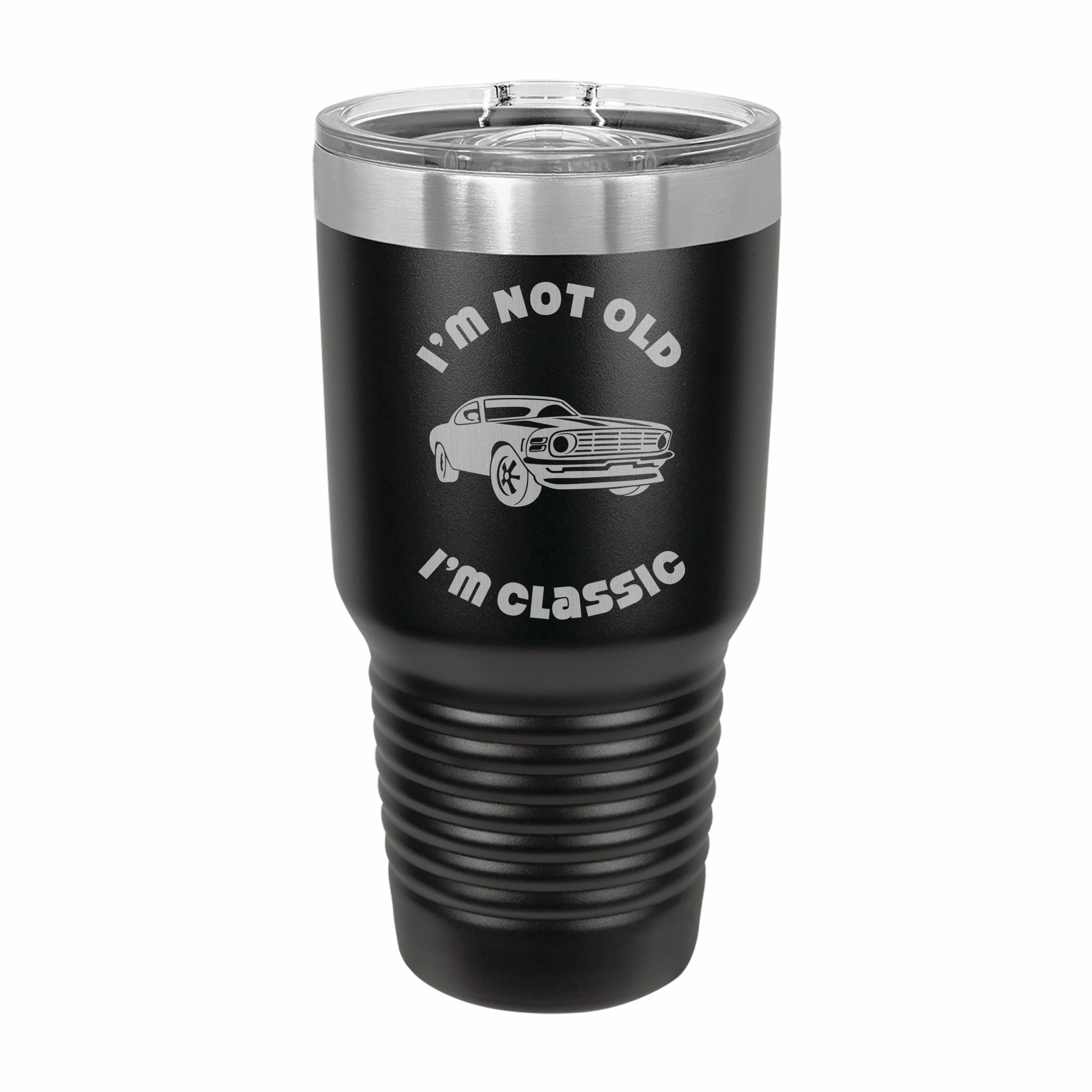 Not Old I'm Classic with Muscle Car Engraved Stainless Steel Tumbler Travel Mug, Birthday Gift