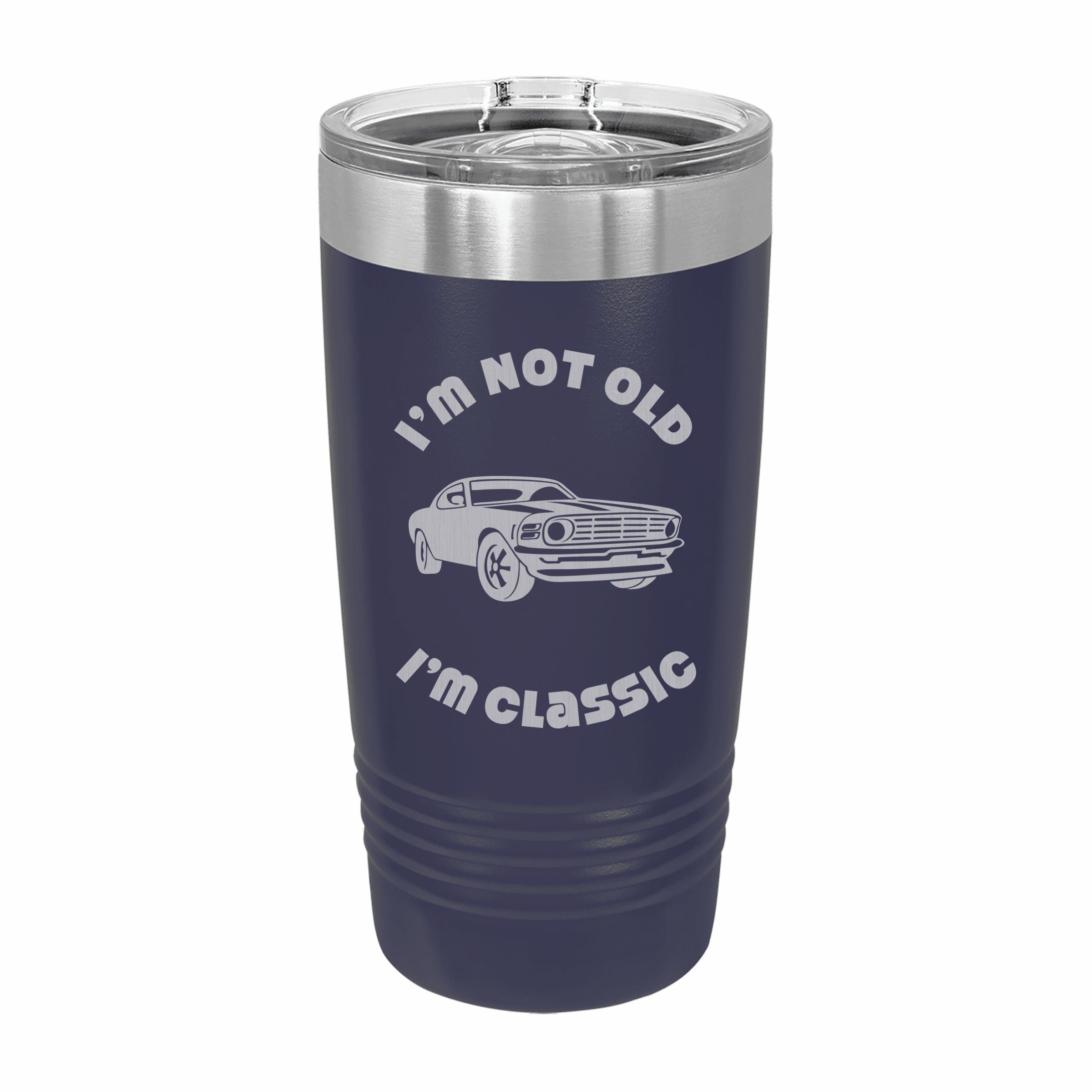 Not Old I'm Classic with Muscle Car Engraved Stainless Steel Tumbler Travel Mug, Birthday Gift