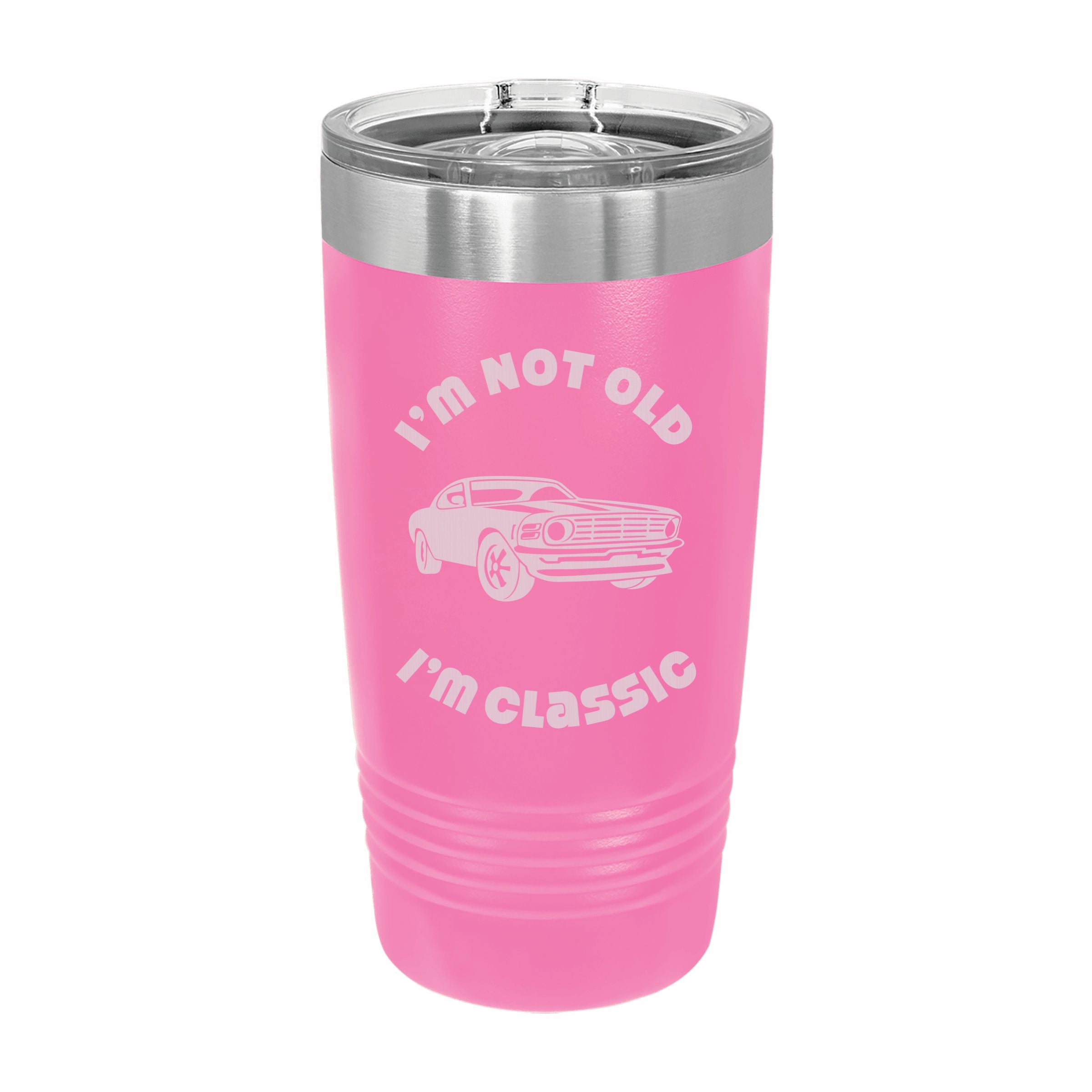 Not Old I'm Classic with Muscle Car Engraved Stainless Steel Tumbler Travel Mug, Birthday Gift