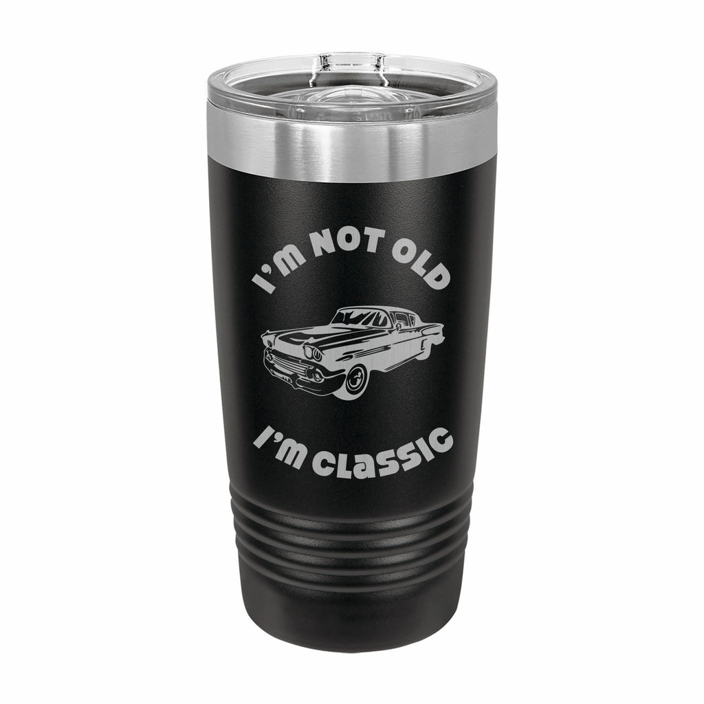 Not Old I'm Classic with Vintage Car Engraved Stainless Steel Tumbler Travel Mug, Birthday Gift