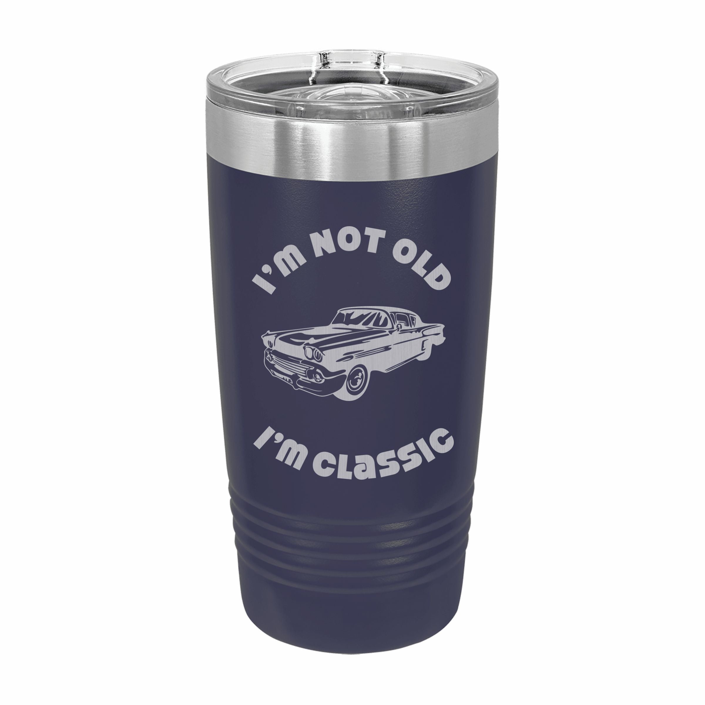 Not Old I'm Classic with Vintage Car Engraved Stainless Steel Tumbler Travel Mug, Birthday Gift