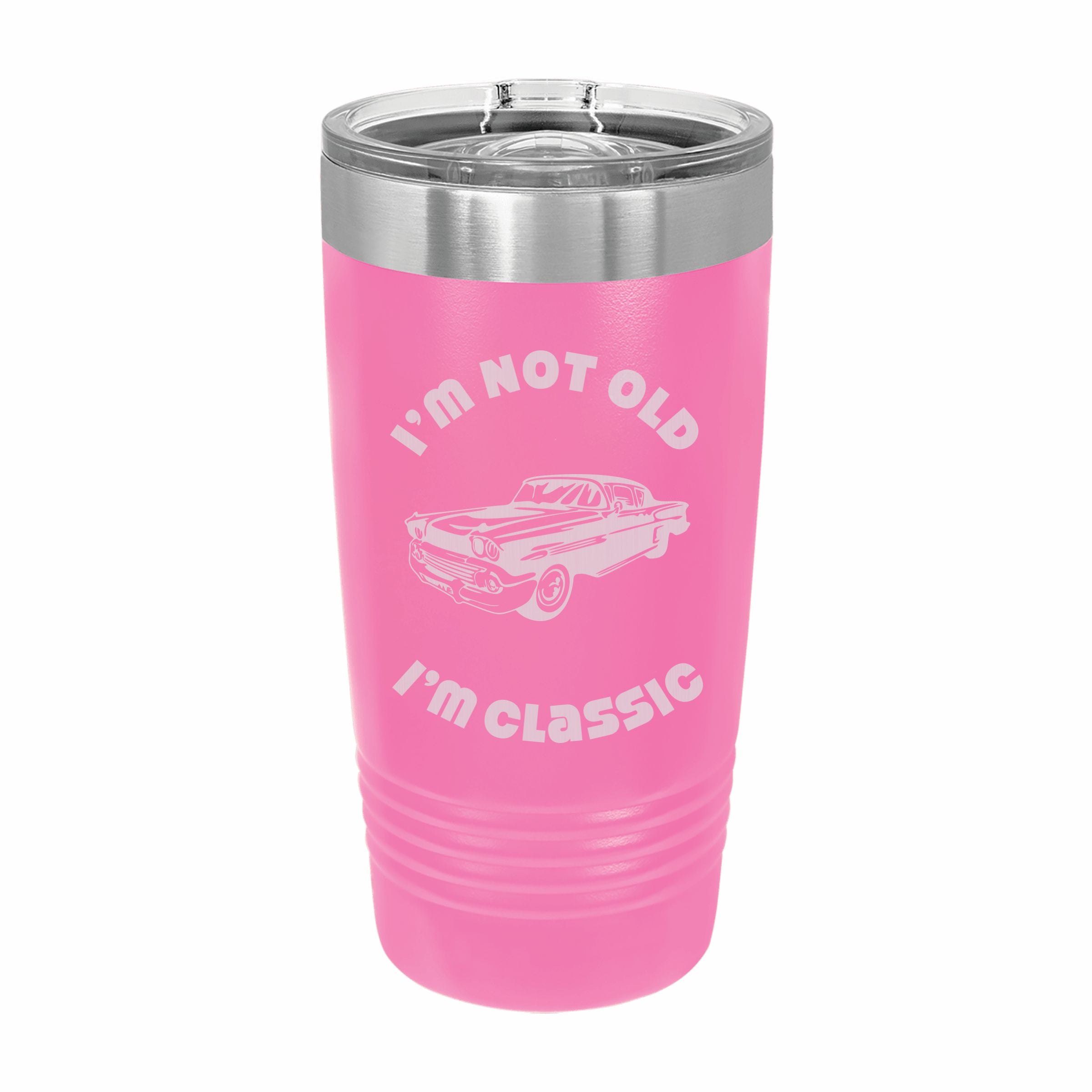 Not Old I'm Classic with Vintage Car Engraved Stainless Steel Tumbler Travel Mug, Birthday Gift