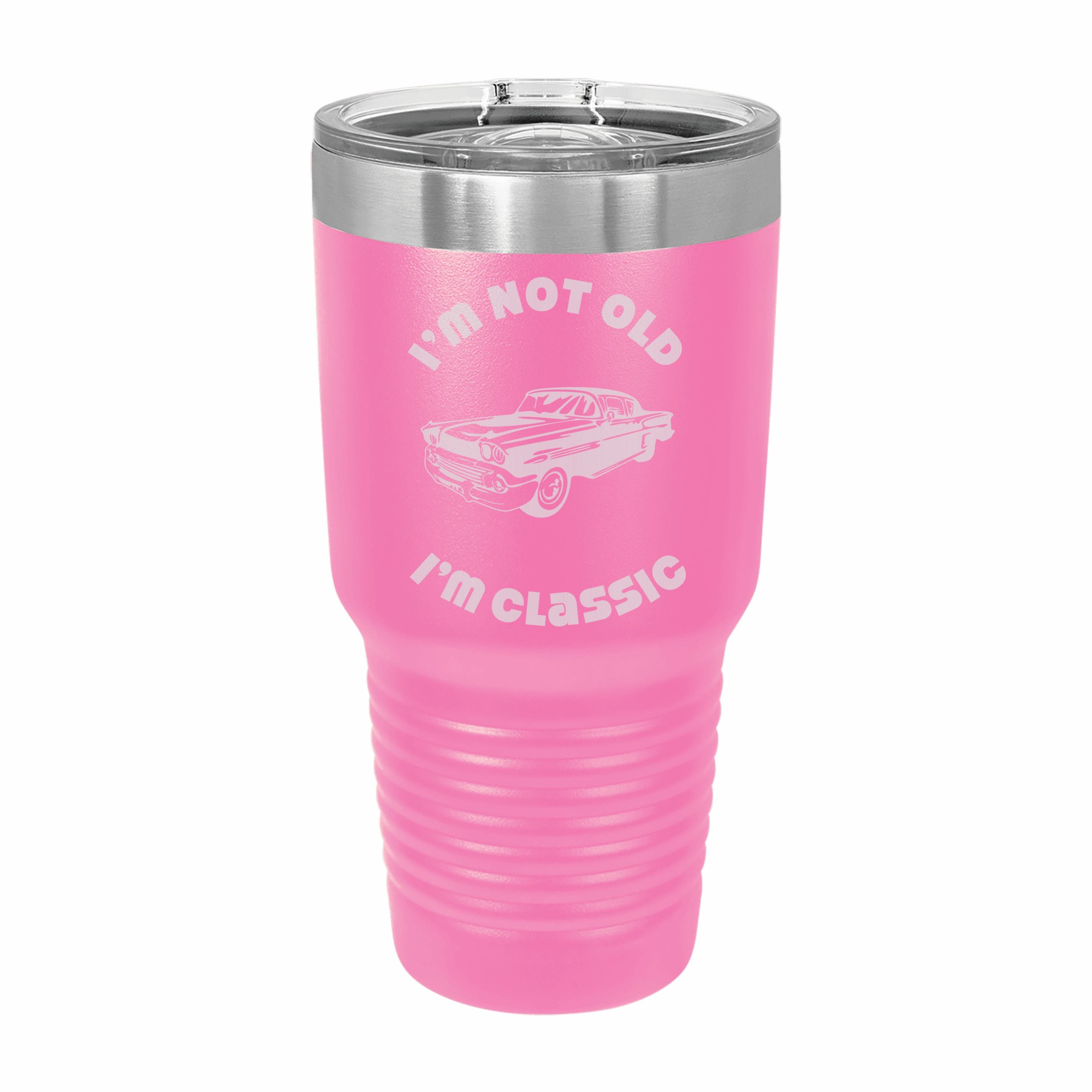Not Old I'm Classic with Vintage Car Engraved Stainless Steel Tumbler Travel Mug, Birthday Gift