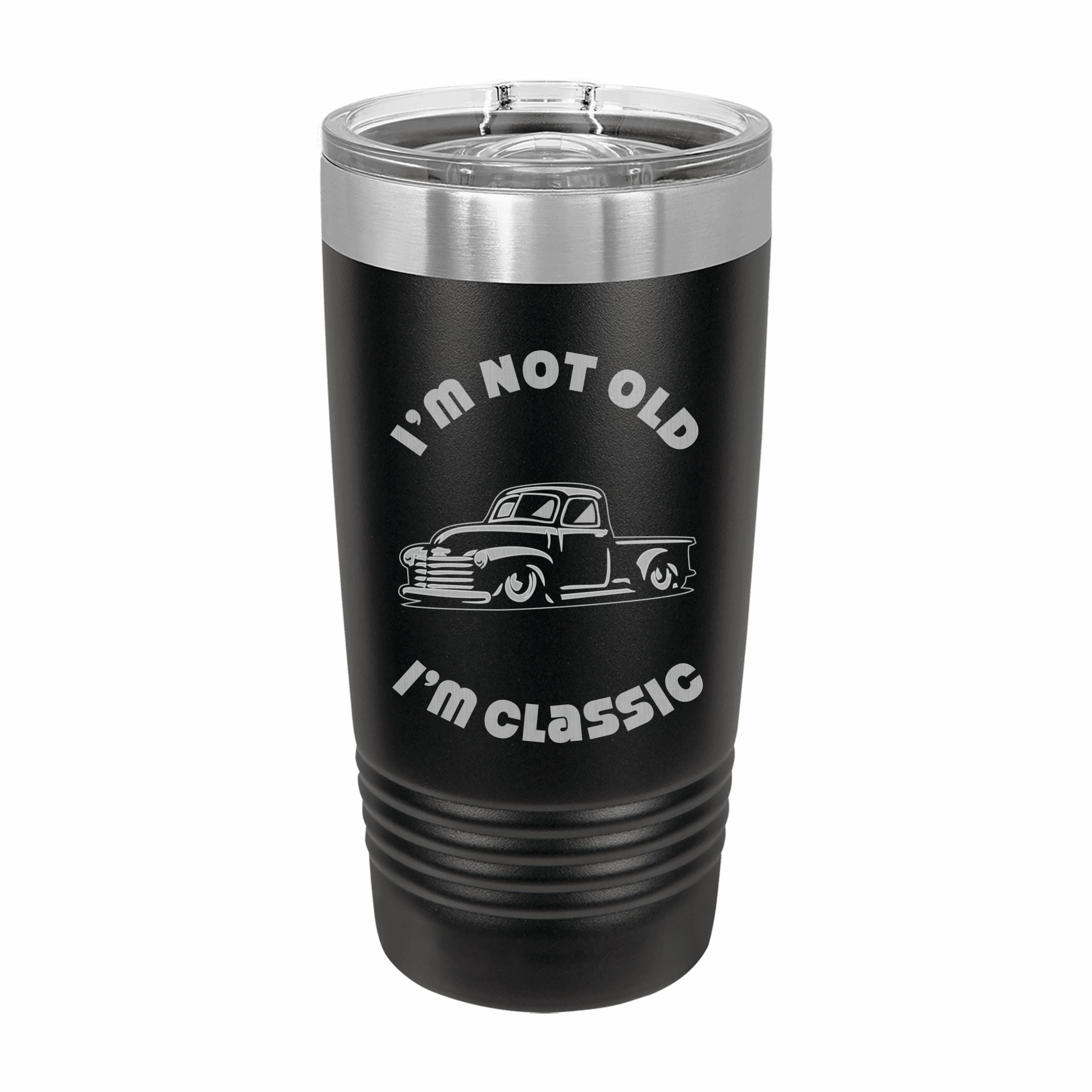 Not Old I'm Classic with Vintage Truck Engraved Stainless Steel Tumbler Travel Mug, Birthday Gift