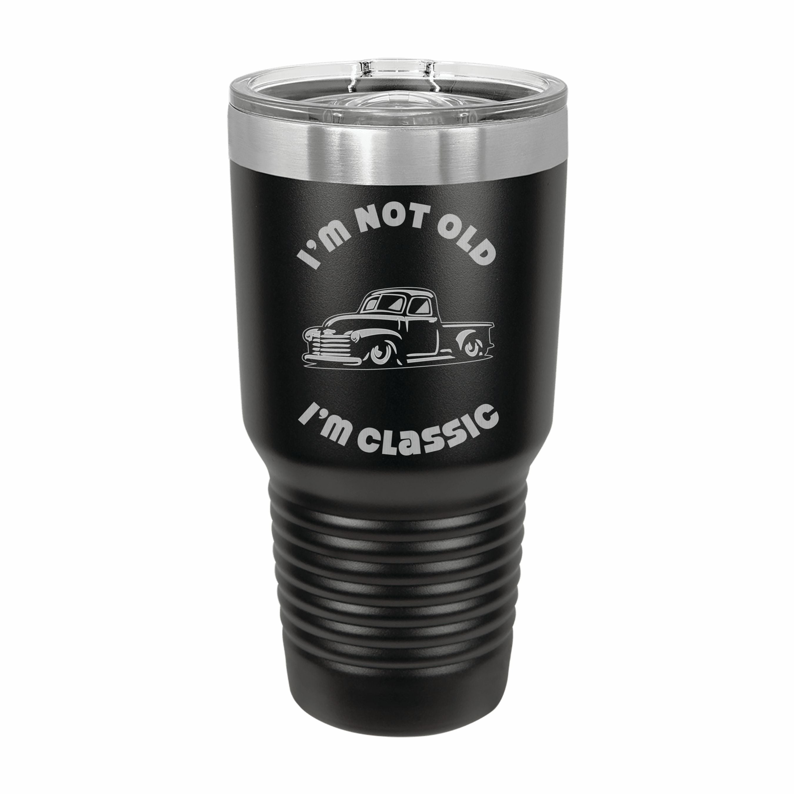 Not Old I'm Classic with Vintage Truck Engraved Stainless Steel Tumbler Travel Mug, Birthday Gift