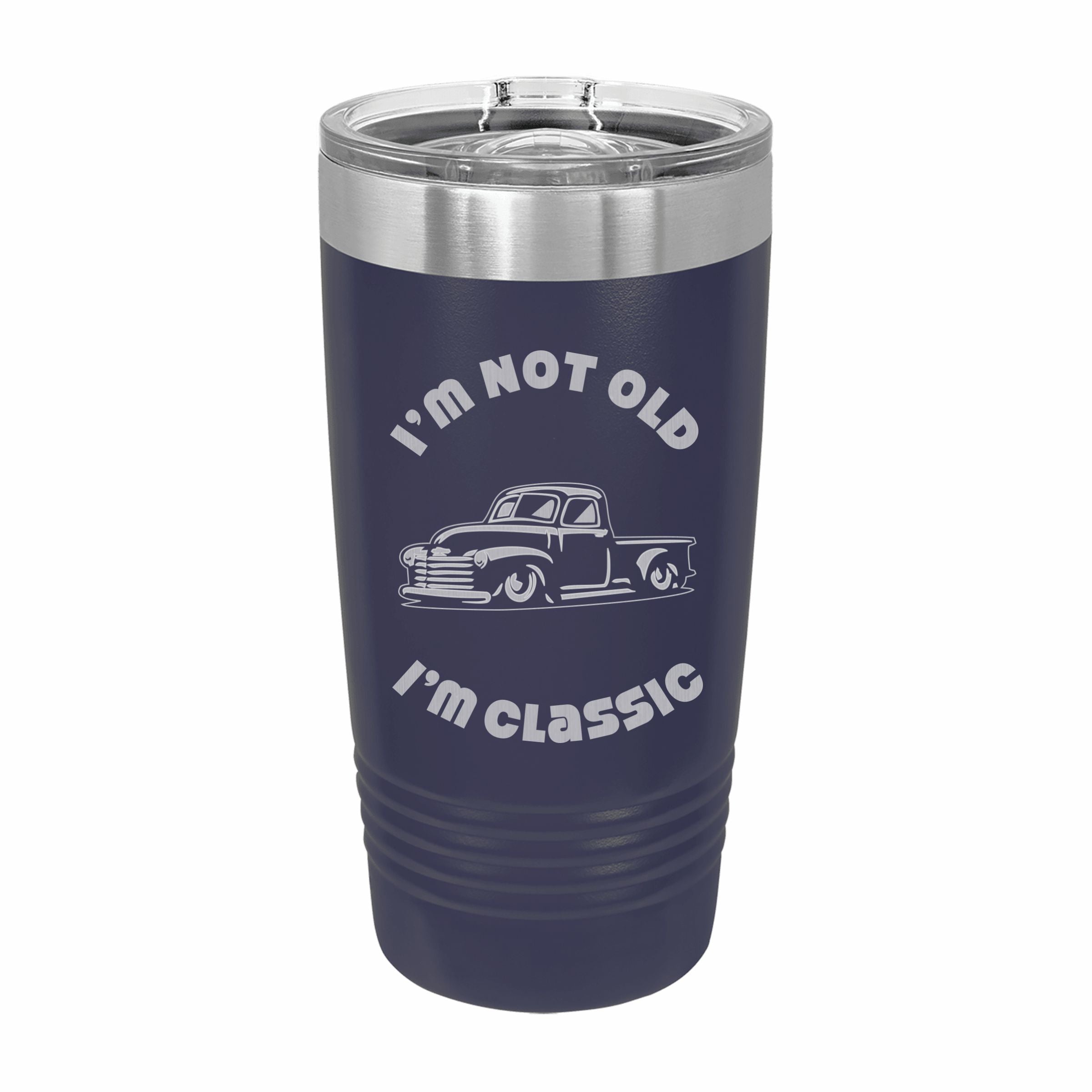 Not Old I'm Classic with Vintage Truck Engraved Stainless Steel Tumbler Travel Mug, Birthday Gift