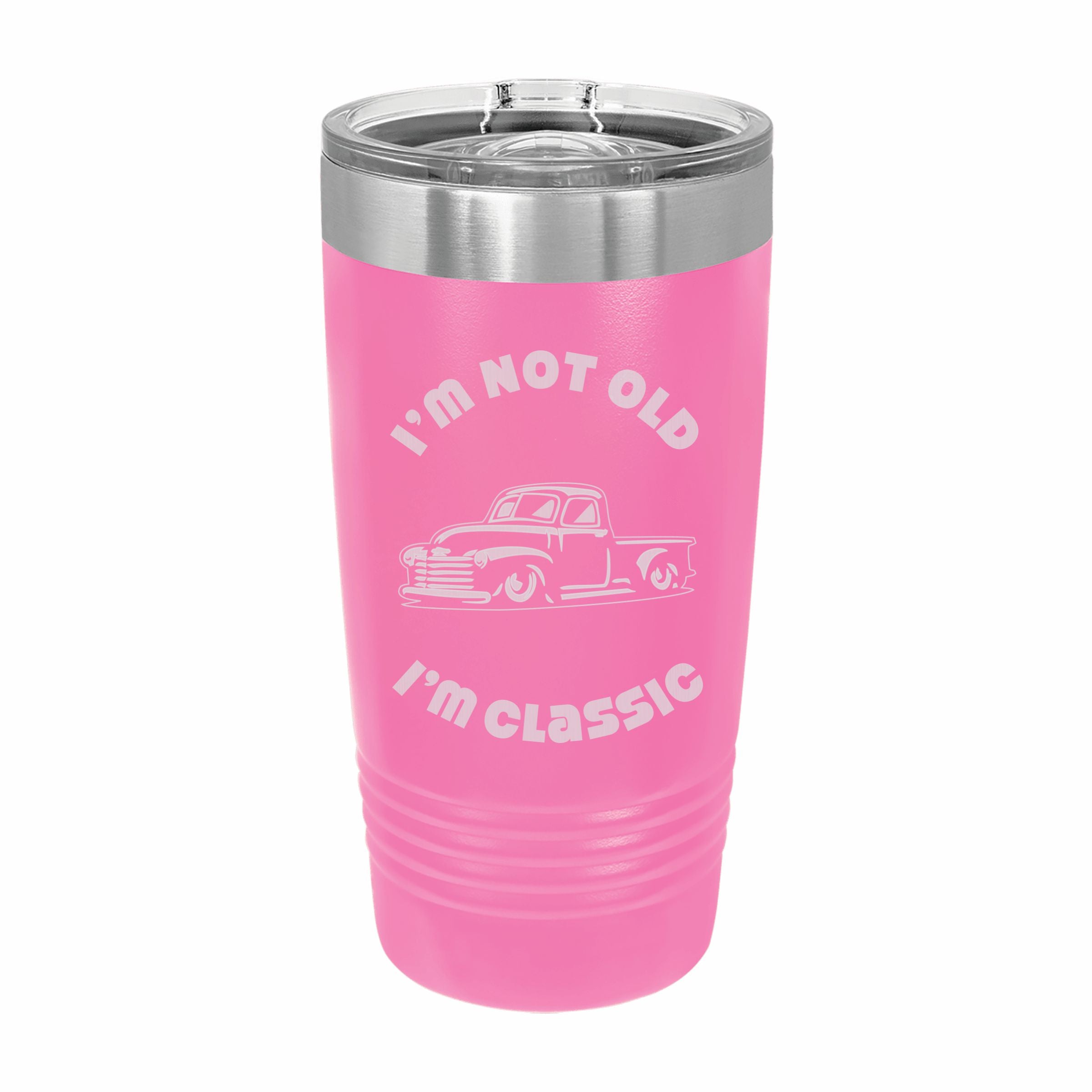 Not Old I'm Classic with Vintage Truck Engraved Stainless Steel Tumbler Travel Mug, Birthday Gift