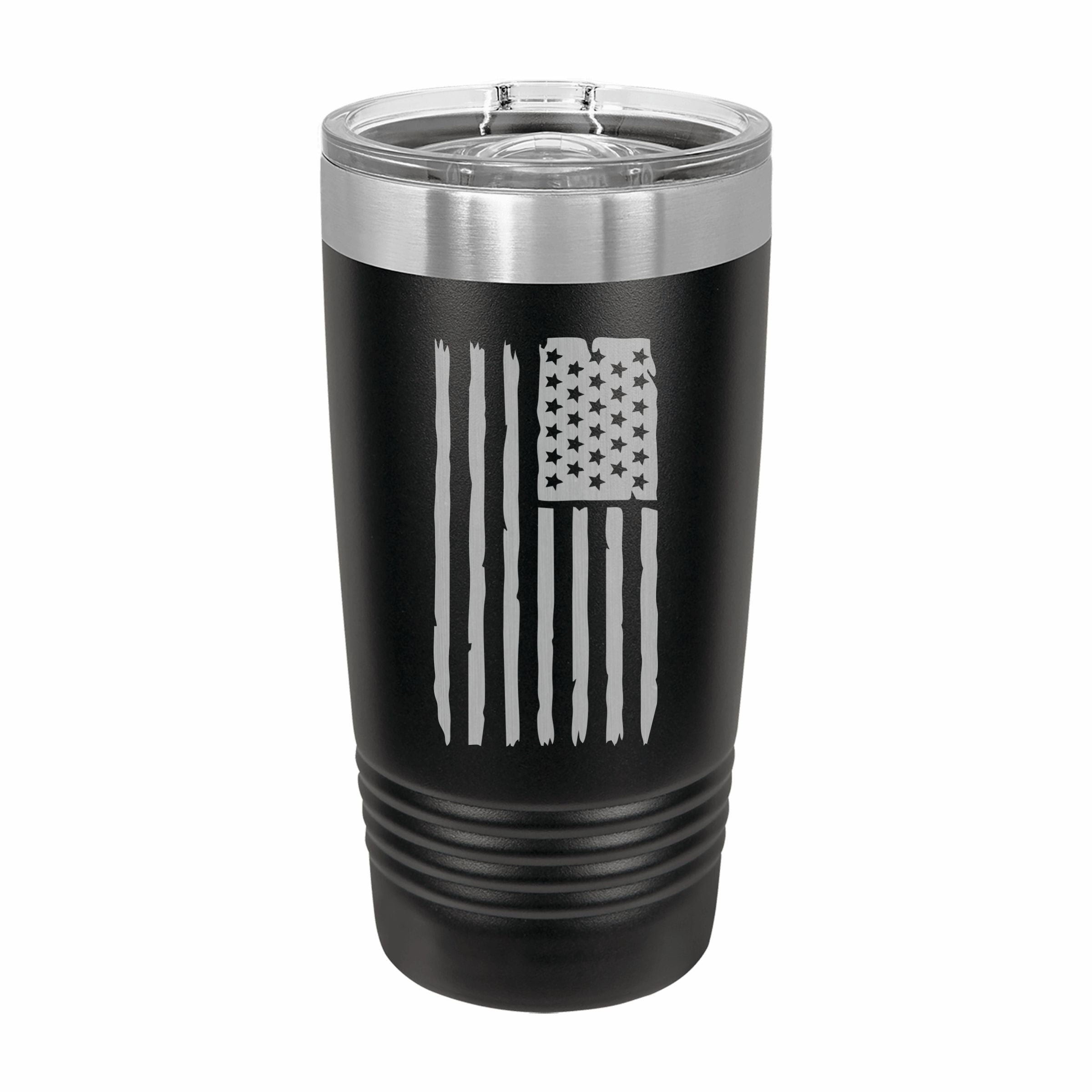 American Flag Engraved Stainless Steel Tumbler Travel Mug, Patriotic Gift
