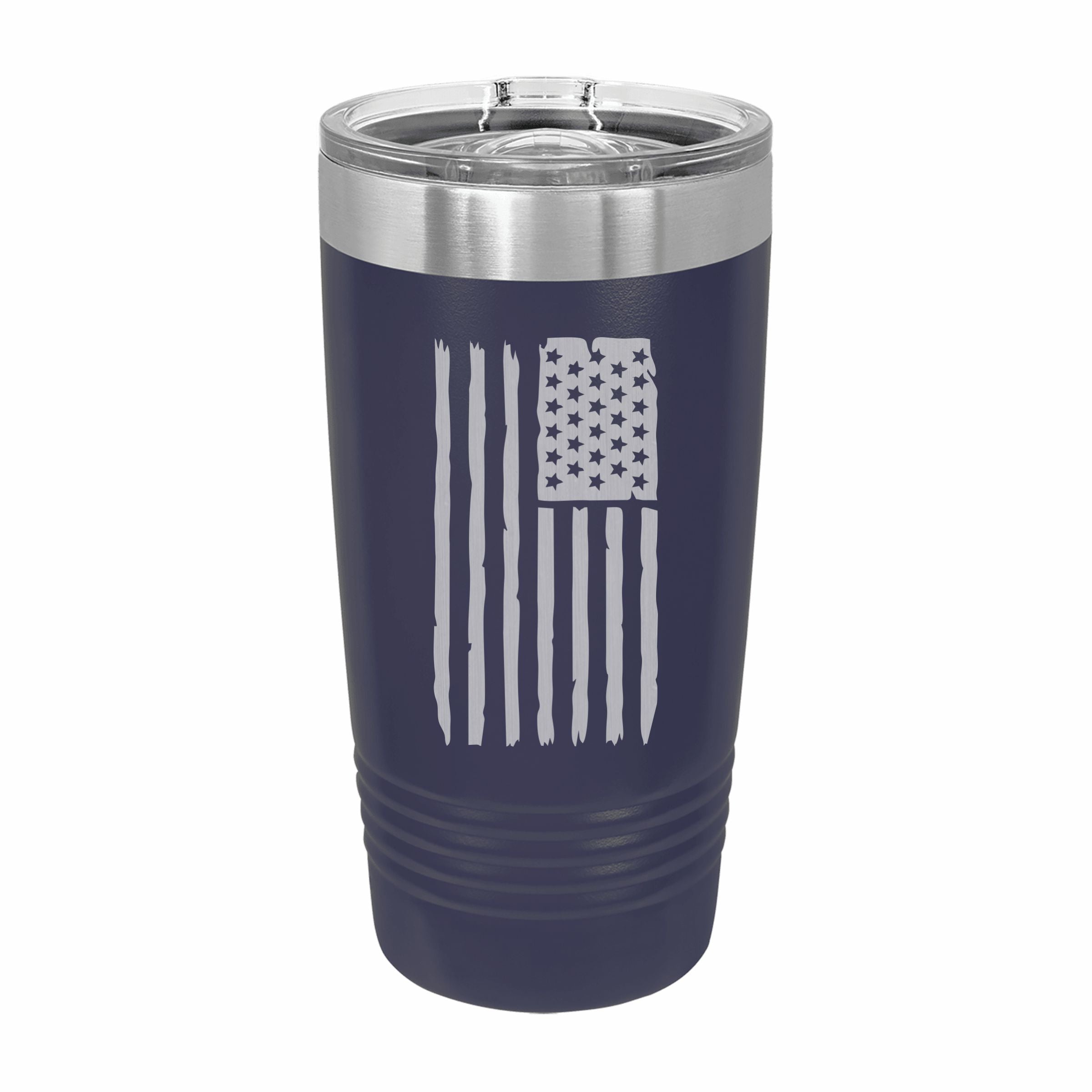American Flag Engraved Stainless Steel Tumbler Travel Mug, Patriotic Gift