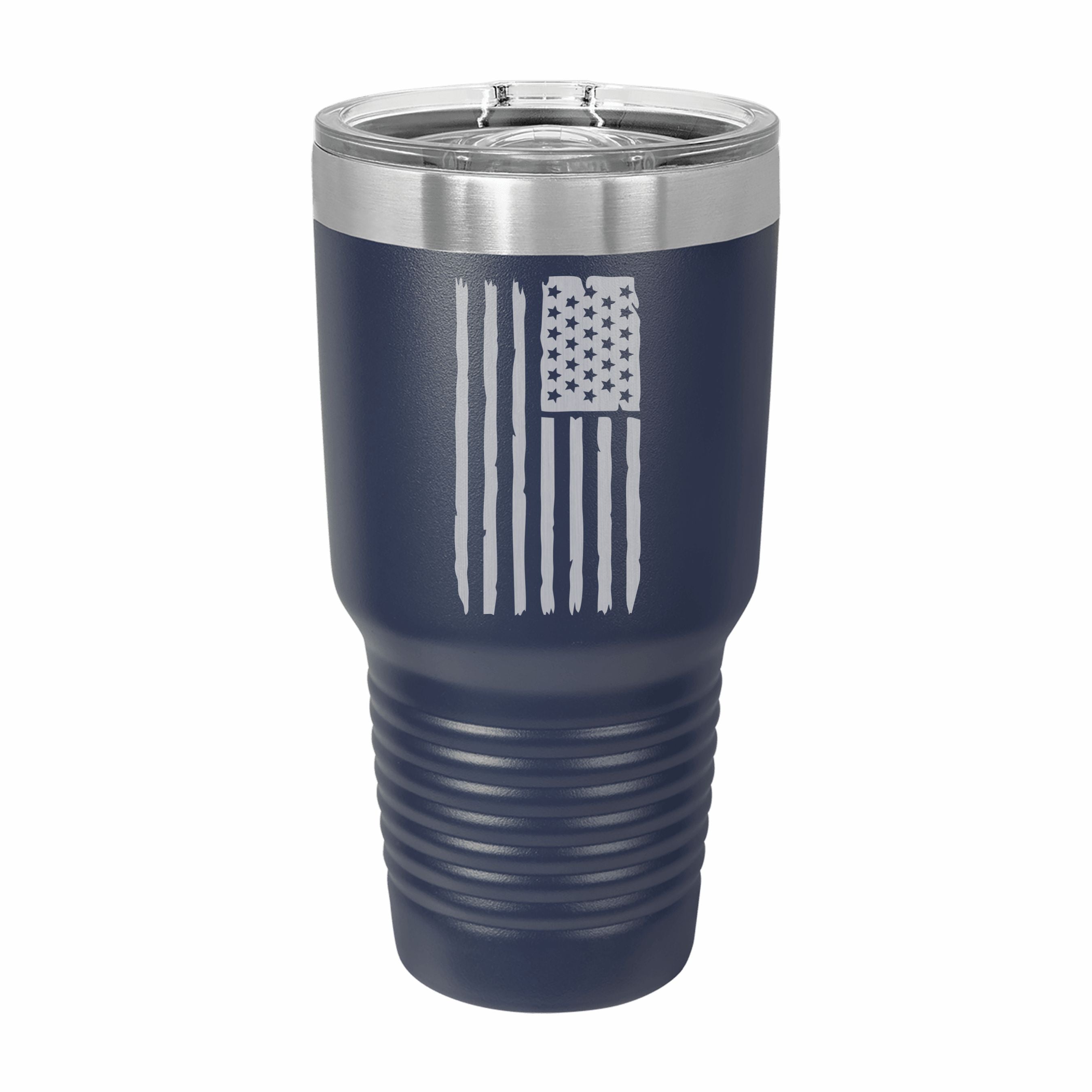 American Flag Engraved Stainless Steel Tumbler Travel Mug, Patriotic Gift