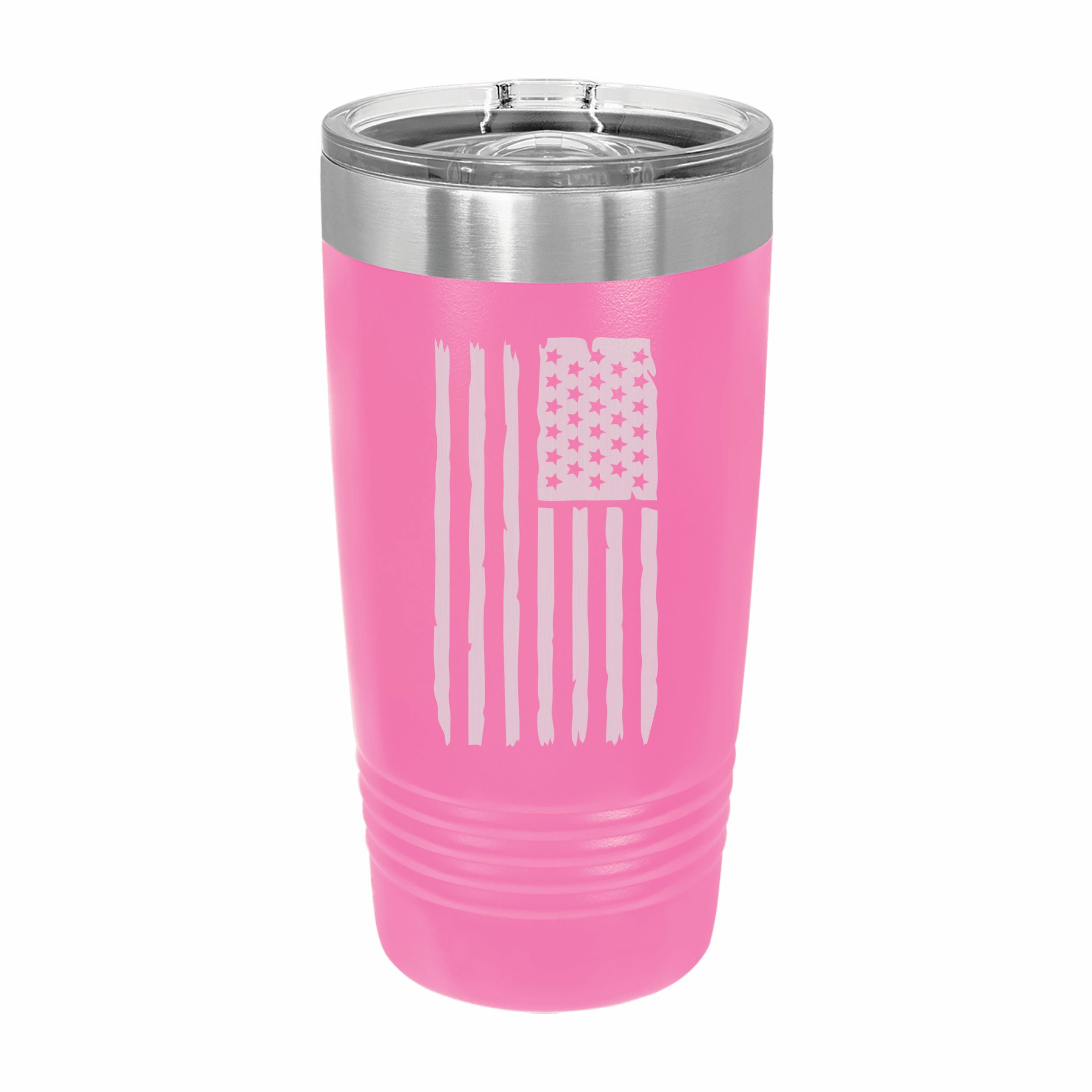 American Flag Engraved Stainless Steel Tumbler Travel Mug, Patriotic Gift