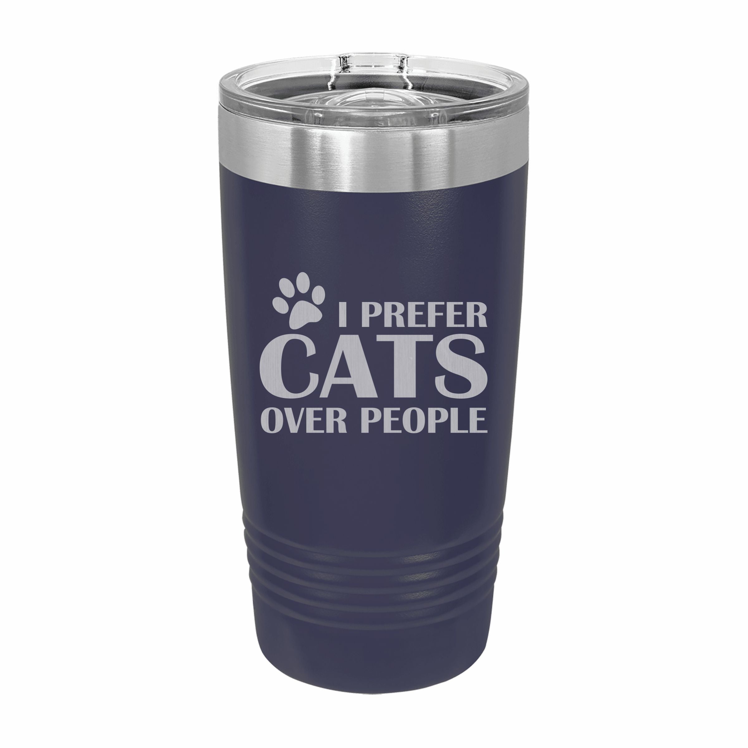 Prefer Cats Over People Engraved Stainless Steel Tumbler Travel Mug, Funny Tumblers for Pet Owner