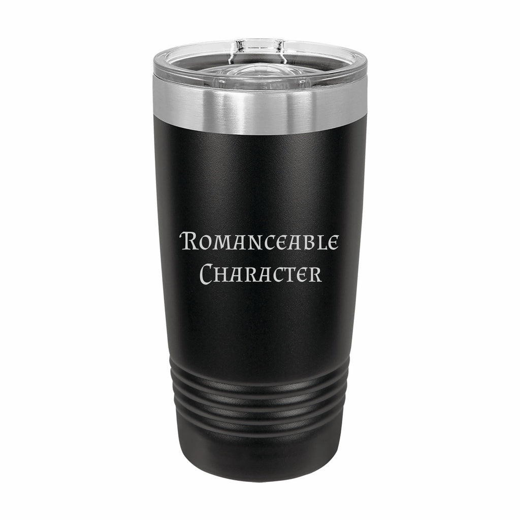 Romanceable Character Engraved Stainless Steel Tumbler Travel Mug, Gamer Gift