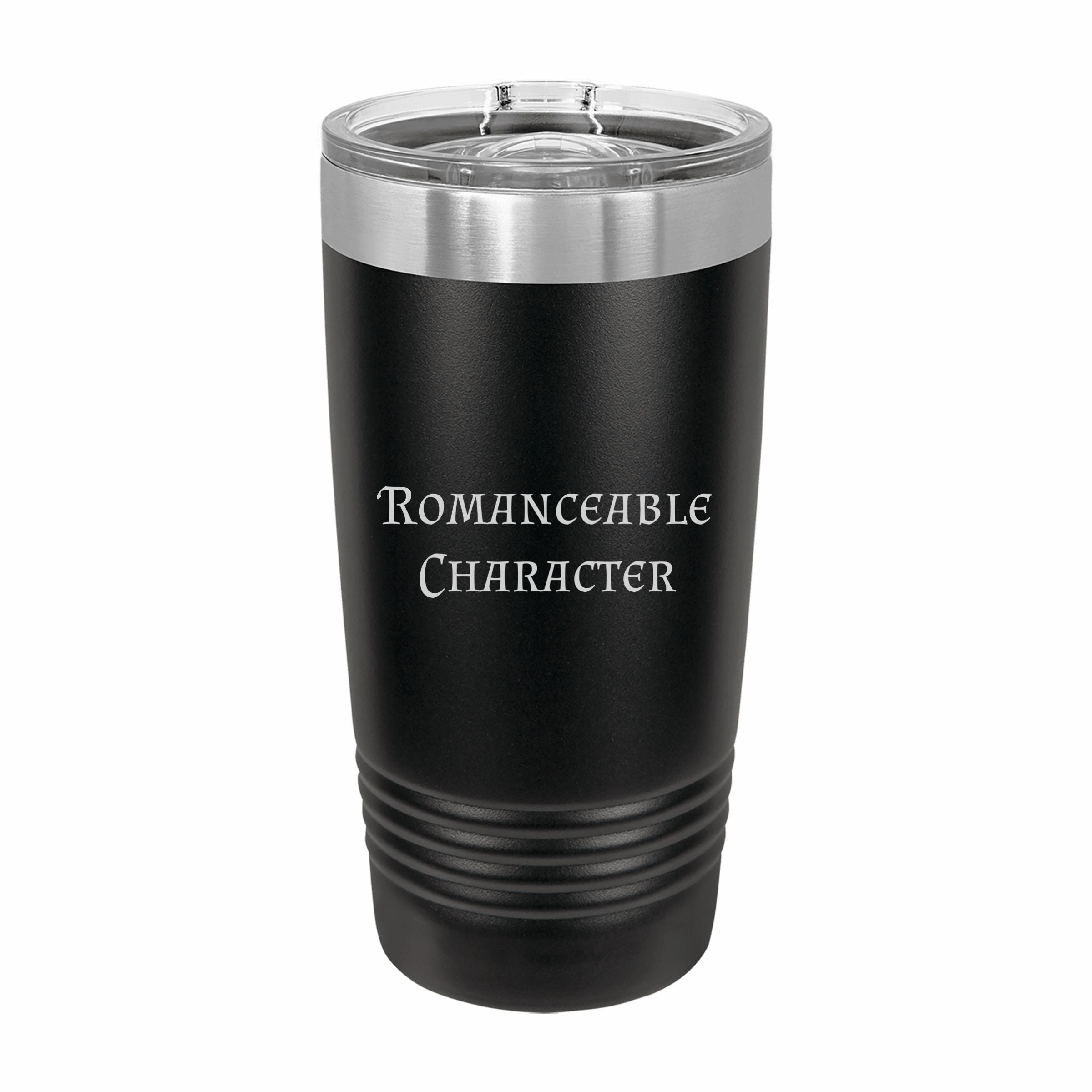 Romanceable Character Engraved Stainless Steel Tumbler Travel Mug, Gamer Gift
