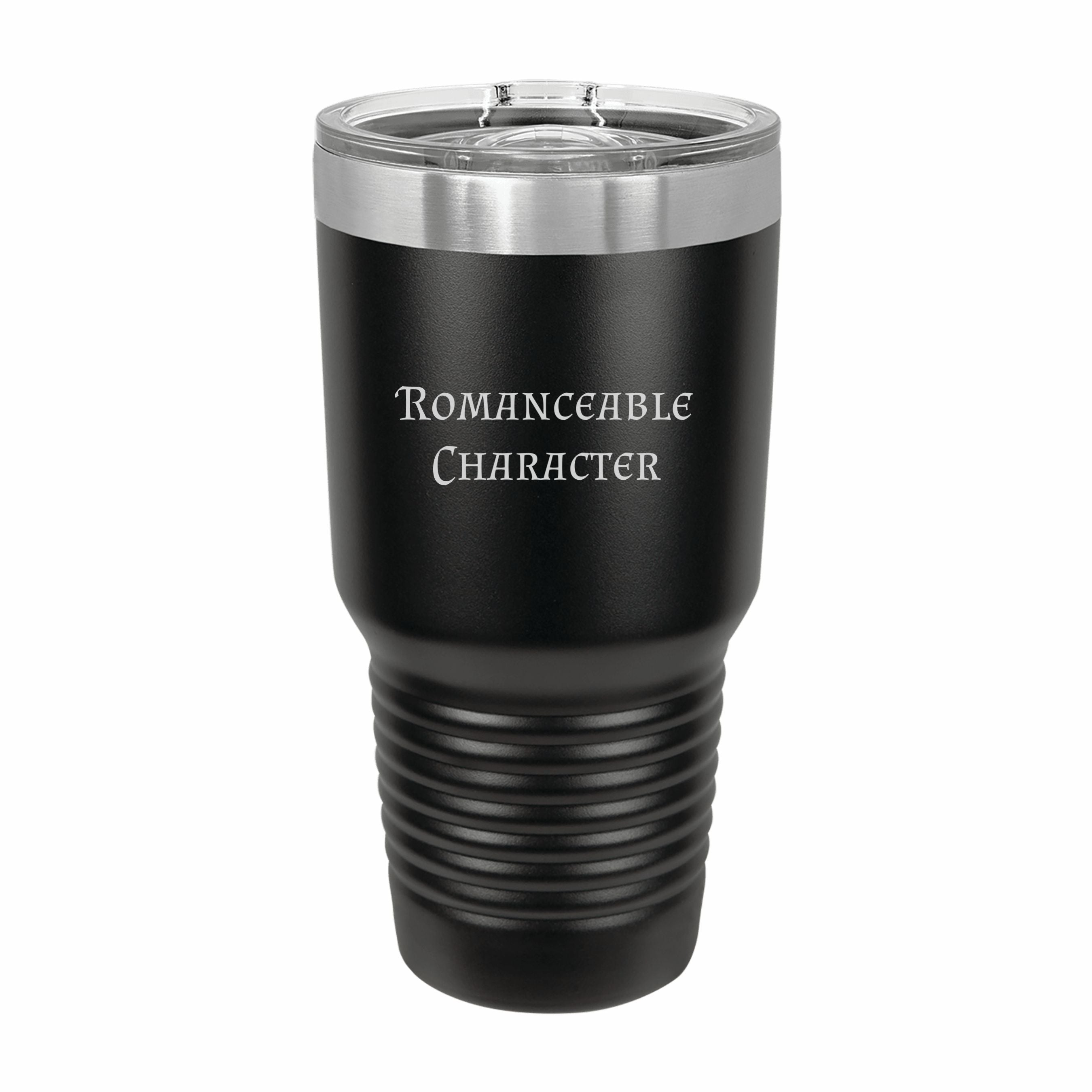 Romanceable Character Engraved Stainless Steel Tumbler Travel Mug, Gamer Gift