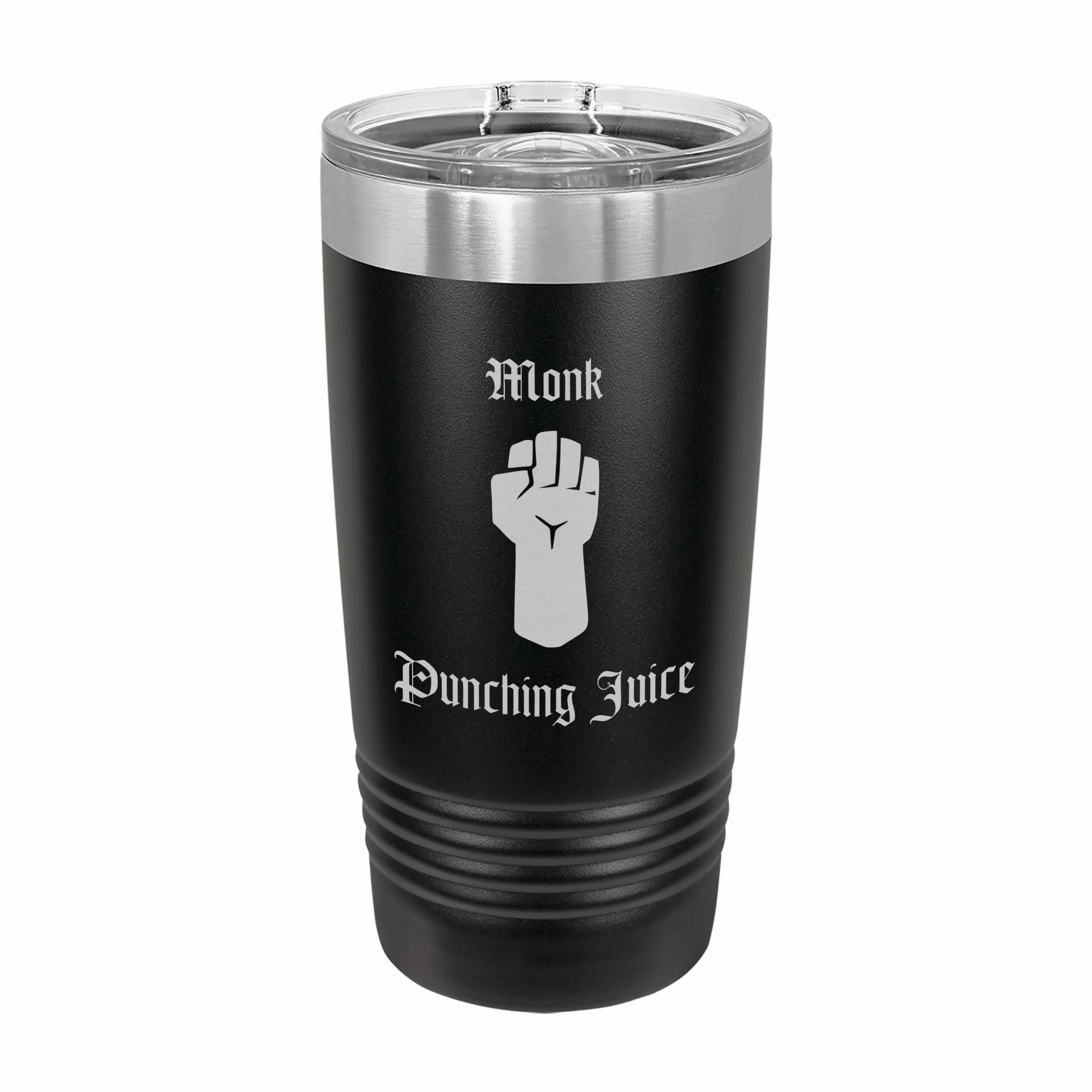 Monk Punching Juice Engraved Stainless Steel Tumbler Travel Mug, DND Gifts