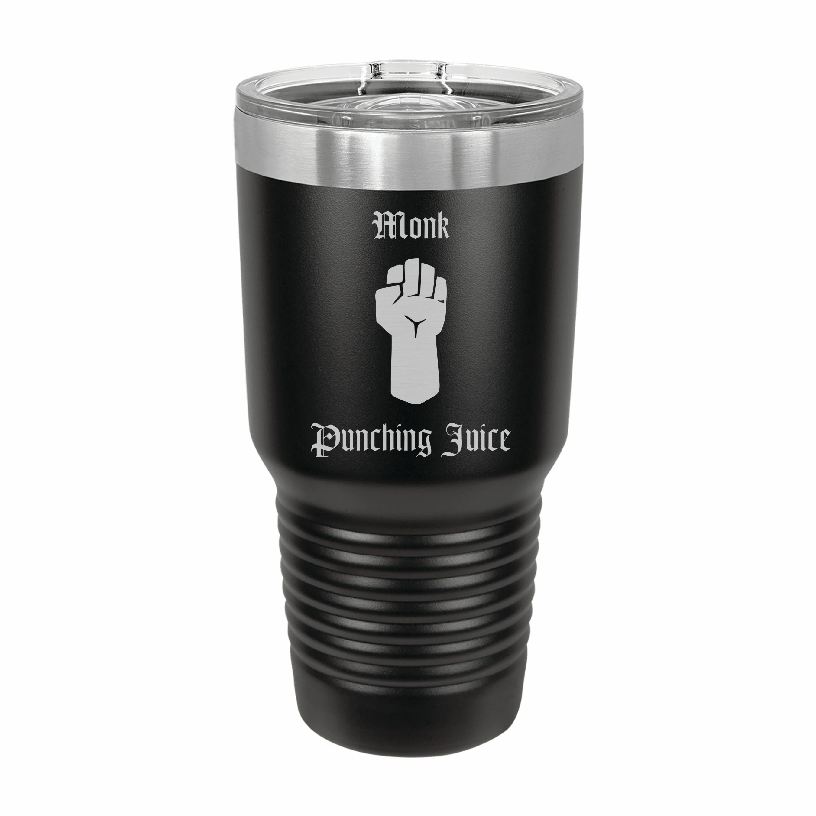 Monk Punching Juice Engraved Stainless Steel Tumbler Travel Mug, DND Gifts