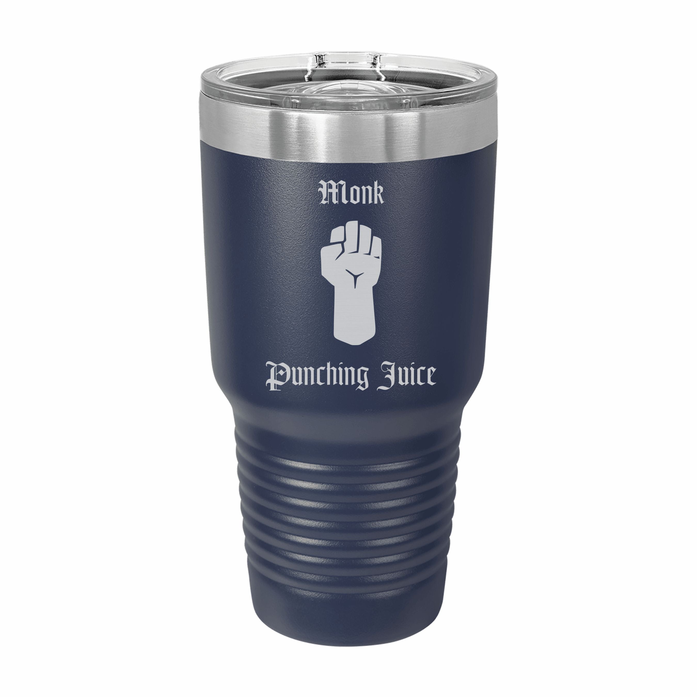 Monk Punching Juice Engraved Stainless Steel Tumbler Travel Mug, DND Gifts