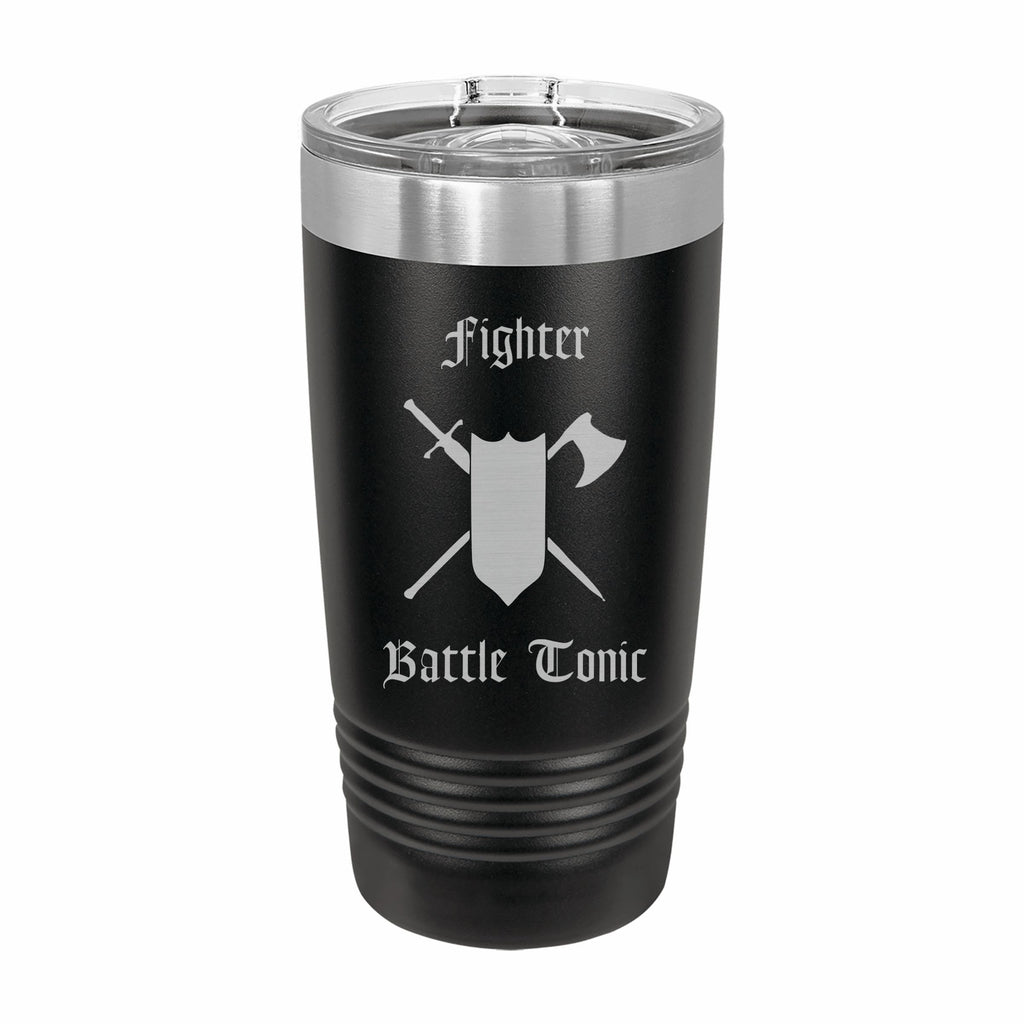 Fighter Battle Tonic Engraved Stainless Steel Tumbler Travel Mug, DND Gifts