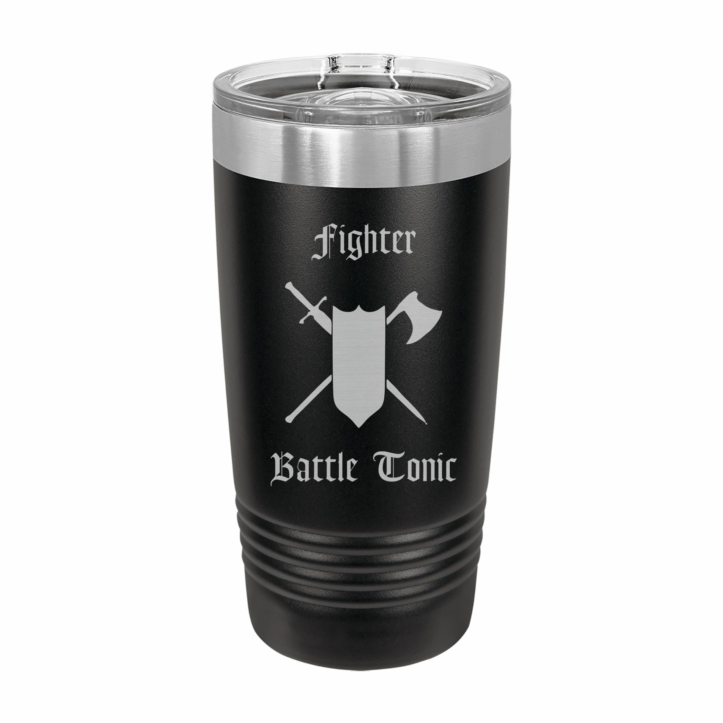 Fighter Battle Tonic Engraved Stainless Steel Tumbler Travel Mug, DND Gifts