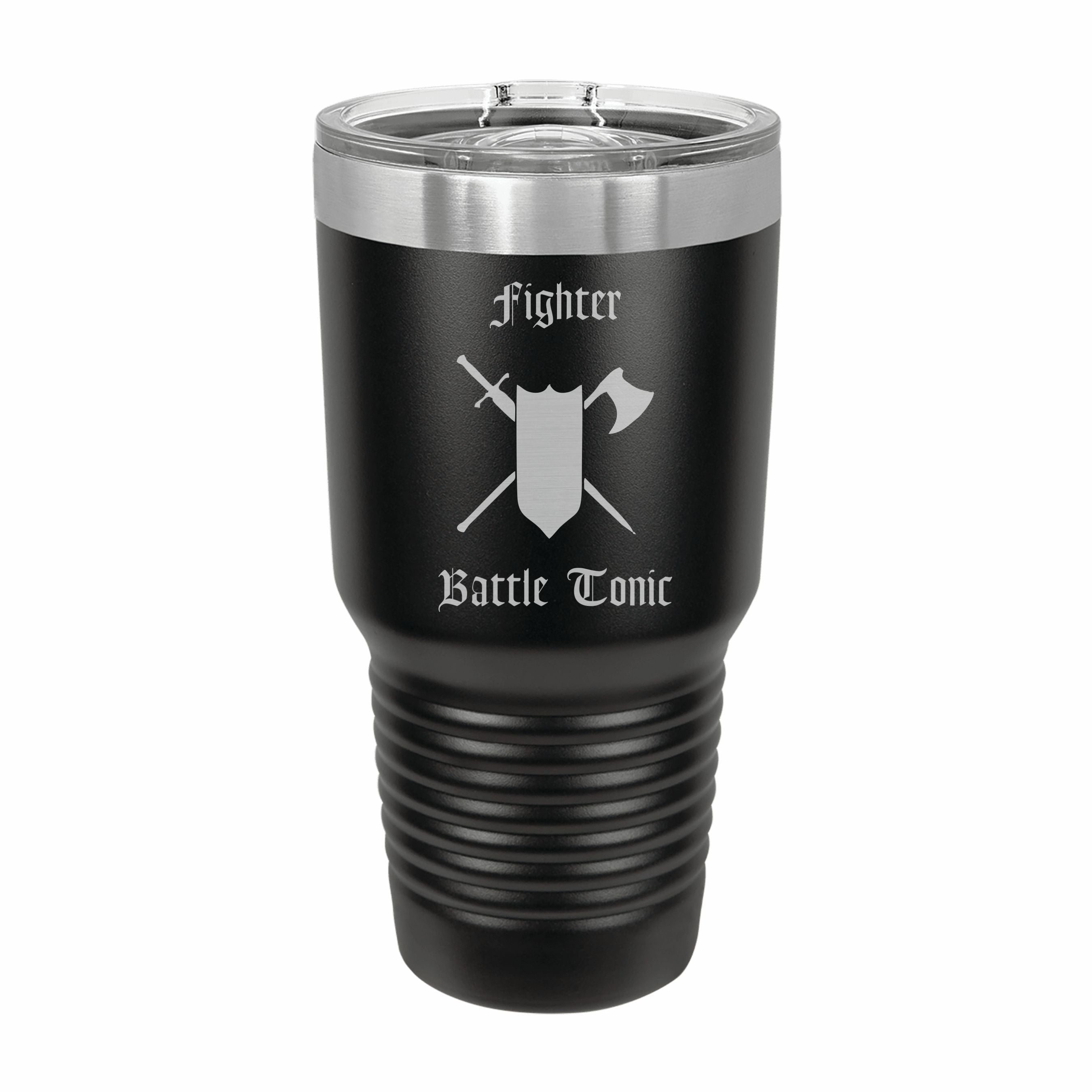Fighter Battle Tonic Engraved Stainless Steel Tumbler Travel Mug, DND Gifts