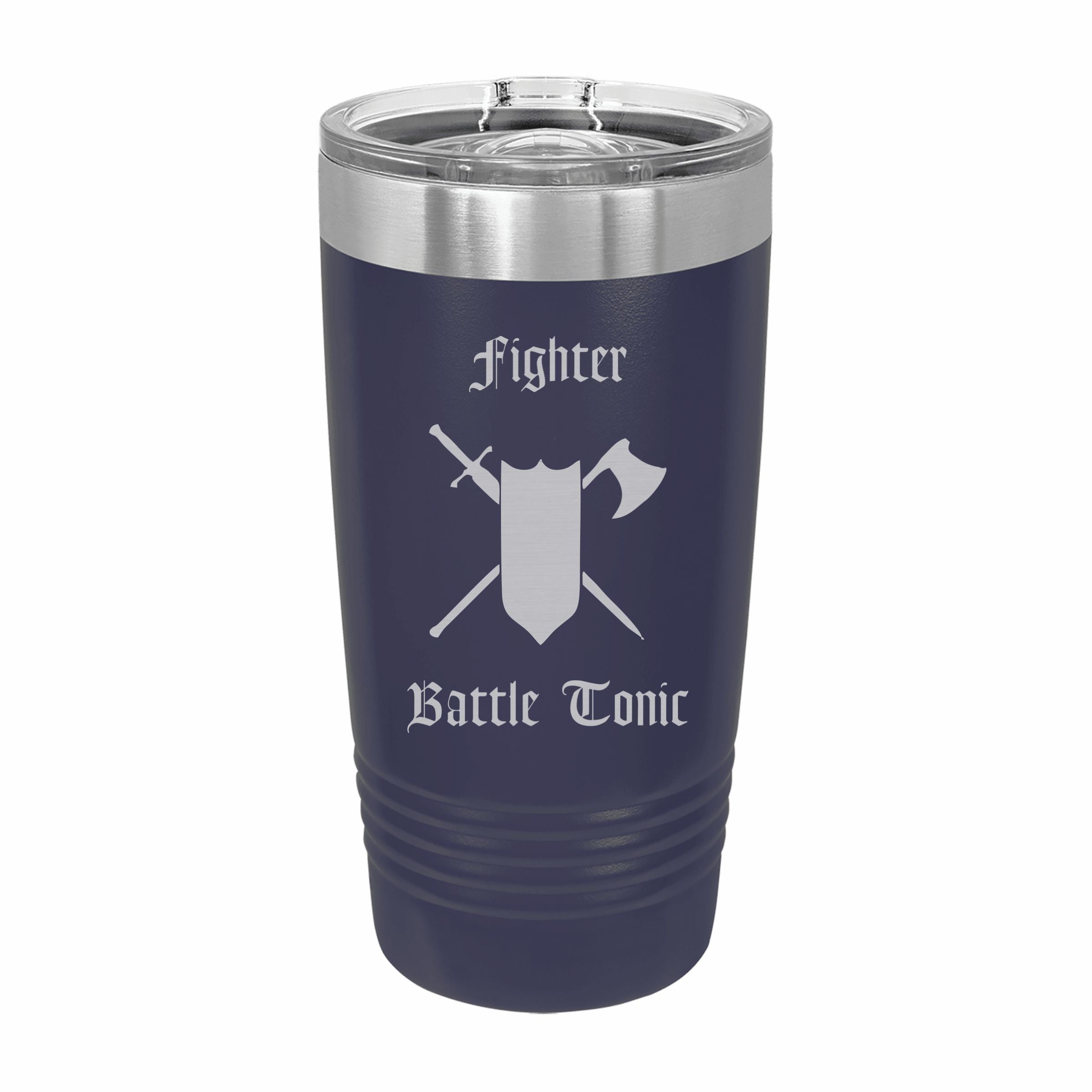 Fighter Battle Tonic Engraved Stainless Steel Tumbler Travel Mug, DND Gifts