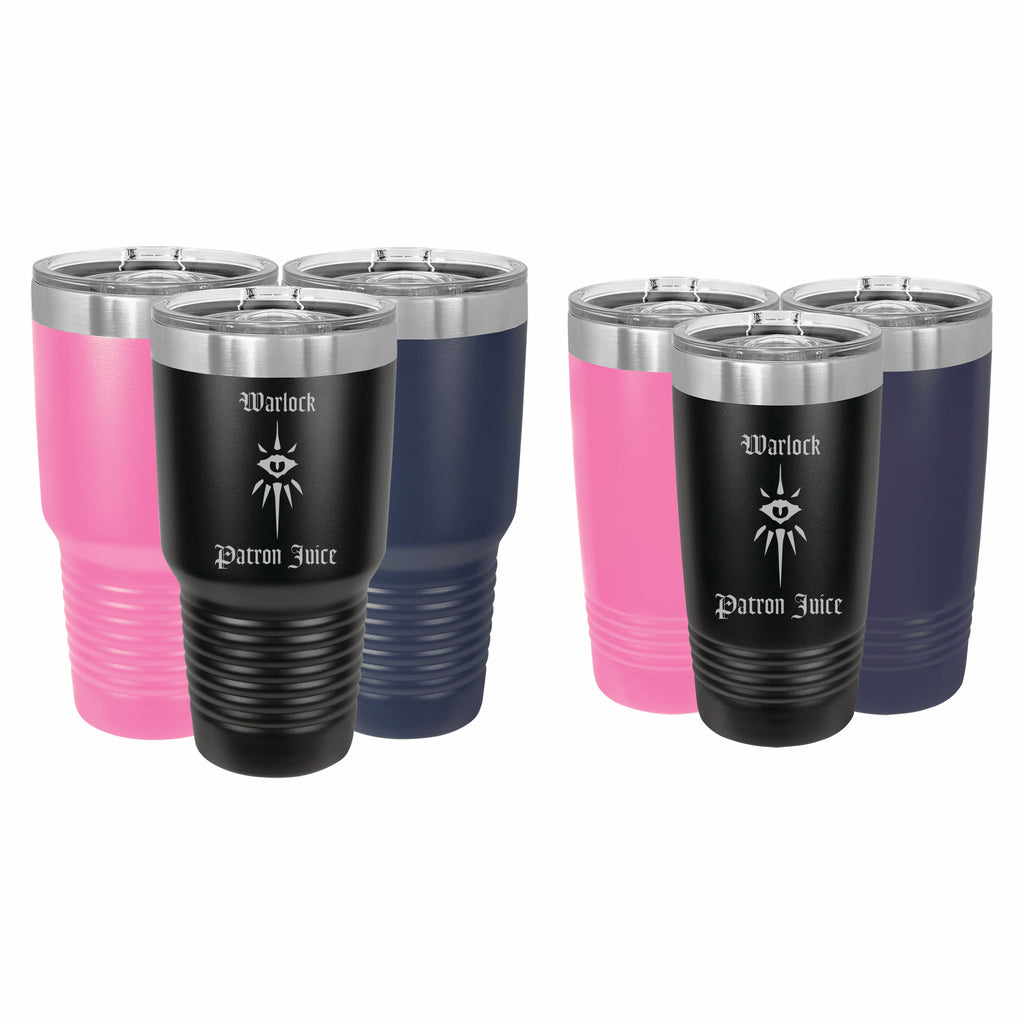 Warlock Patron Juice Engraved Stainless Steel Tumbler Travel Mug, DND Gifts
